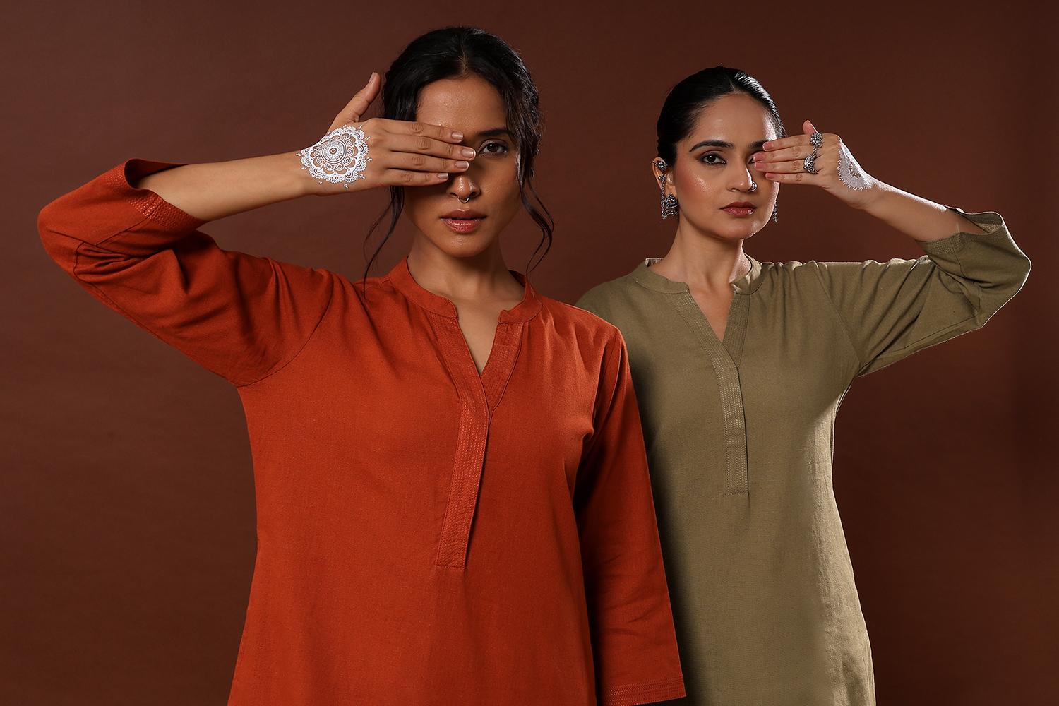 BASIC COLLARED KURTA-CO-ORD SET  (2PC SET) main image 0