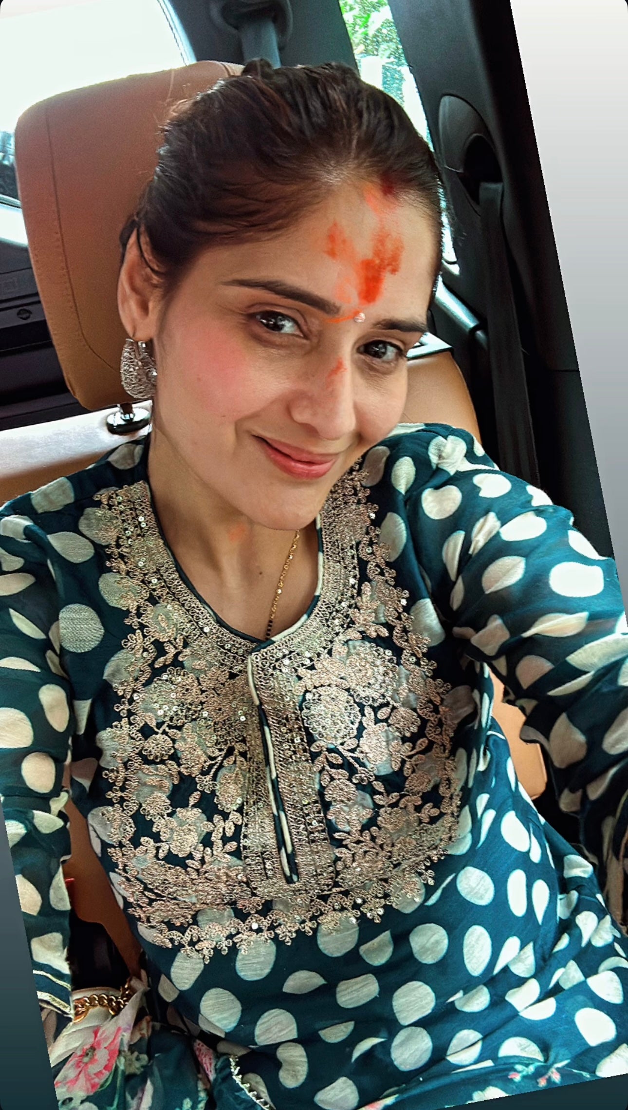 Blue Polka Chanderi Kurta Set | HER-253