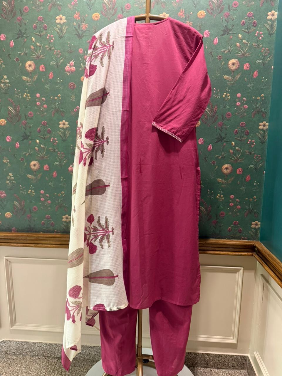 Berry Pink Oversized Cotton Suit Set | HER-689