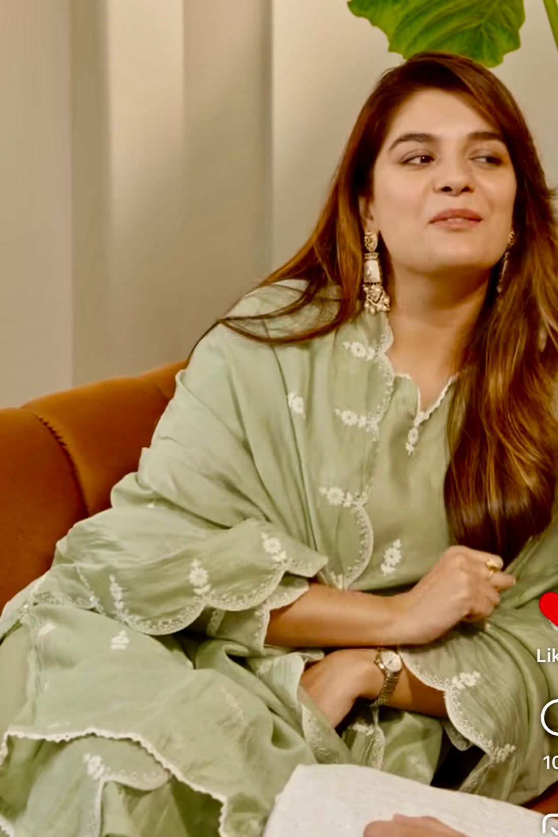 Pastel Green Hand-Embroidered Chanderi Suit Set | HER-406