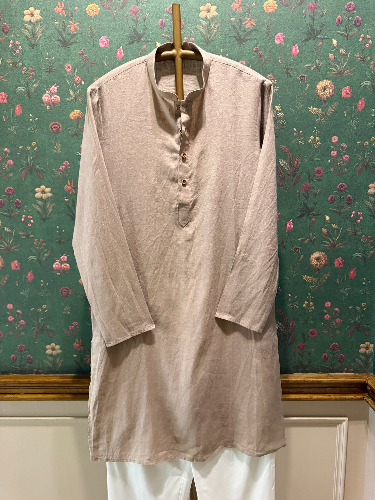 Men’s Pure Linen Kurta Pajama Set – Natural Beige