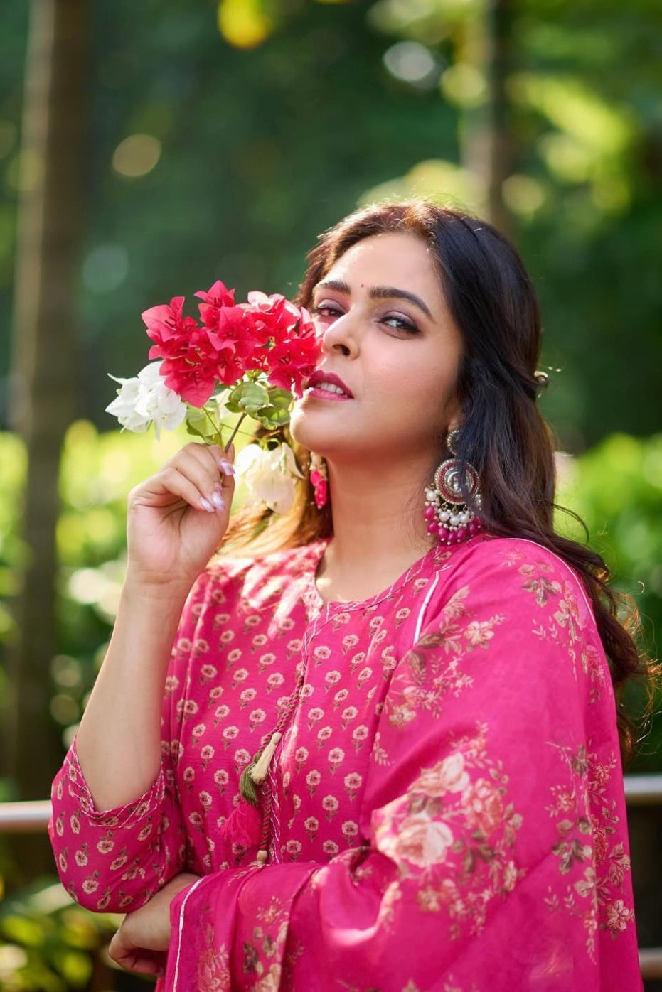 Dark Pink Chanderi Suit Set | HER-410