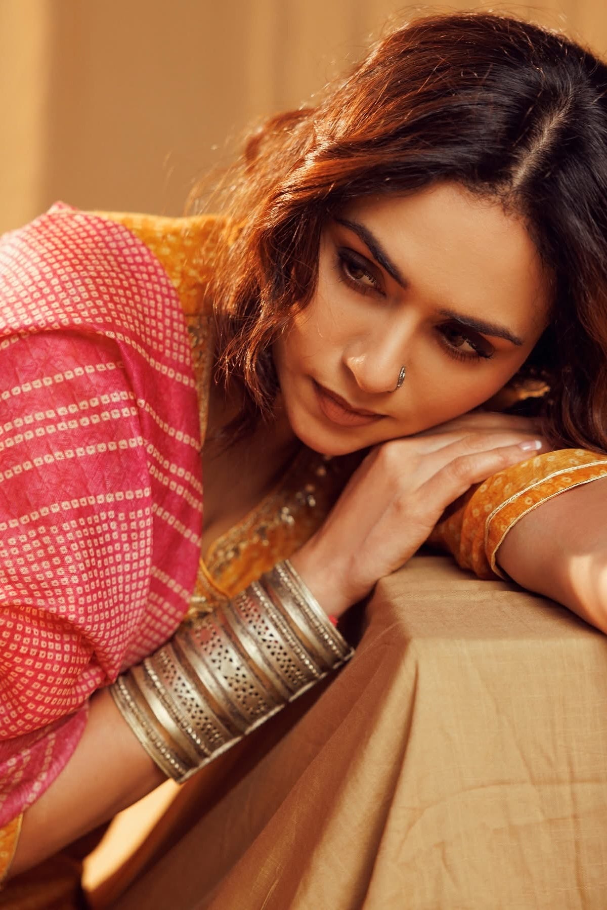 Bandhej Bagh Mustard Yellow Chanderi Suit Set | HER-299