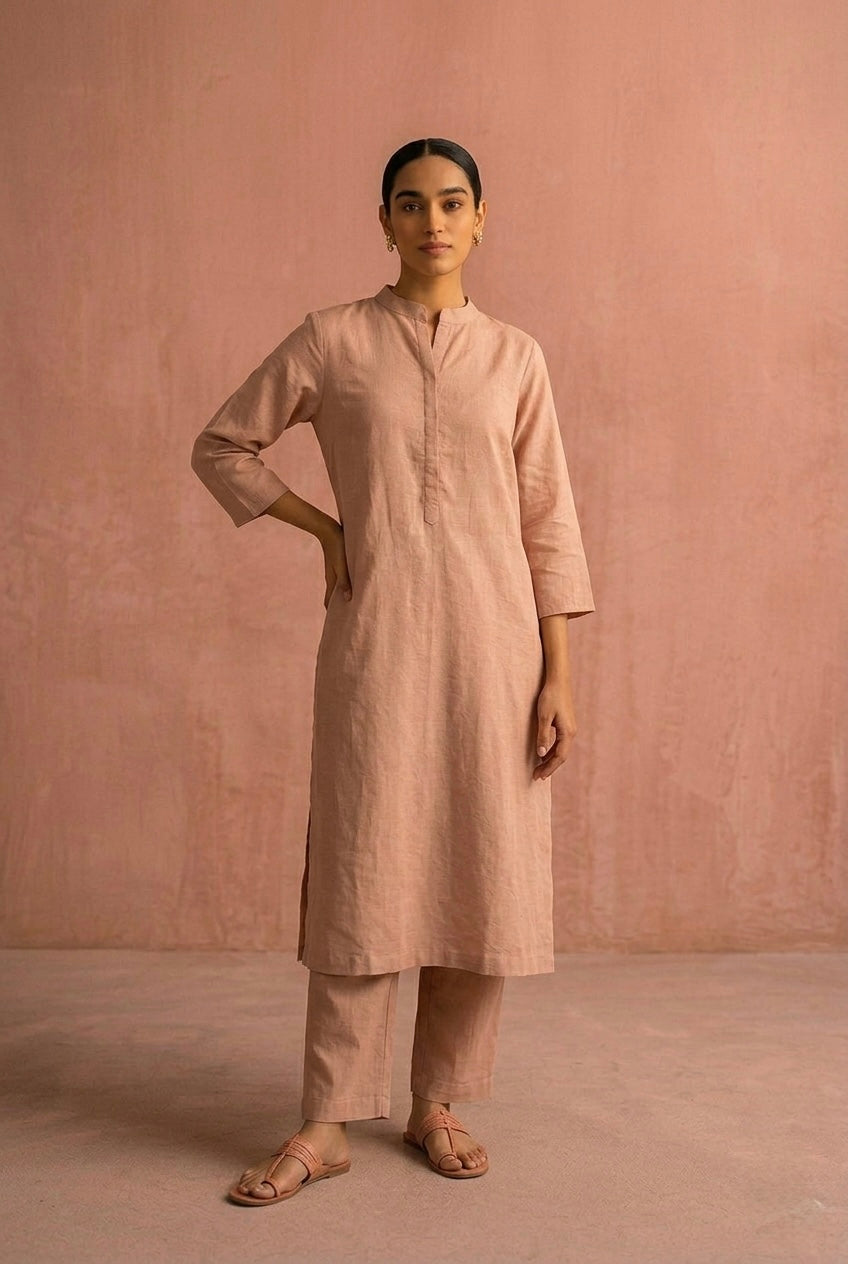 Blush Beige Minimal Suit Set | HER-704