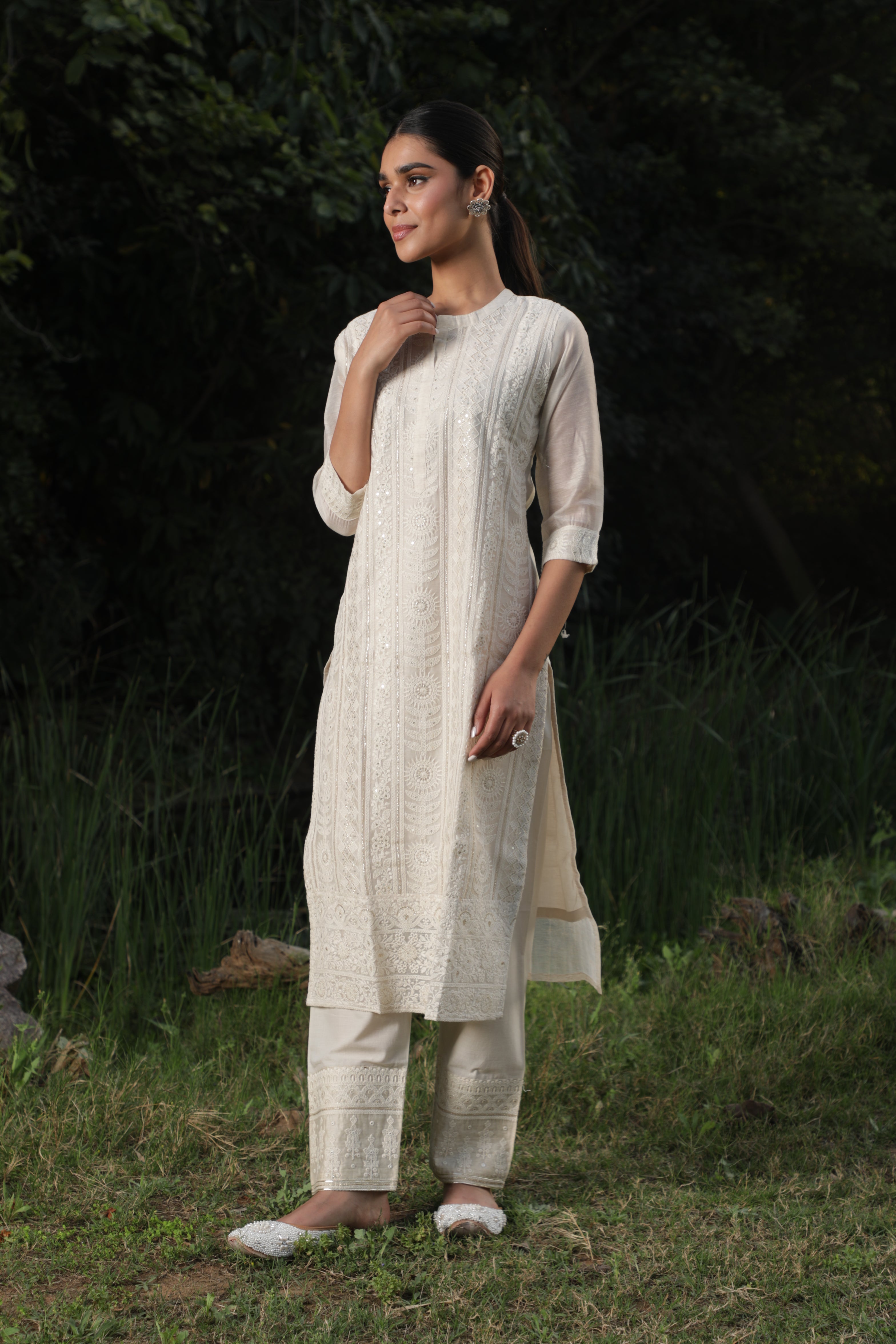 Chikankari Chanderi Kurta/Co-ord Set | HER-122
