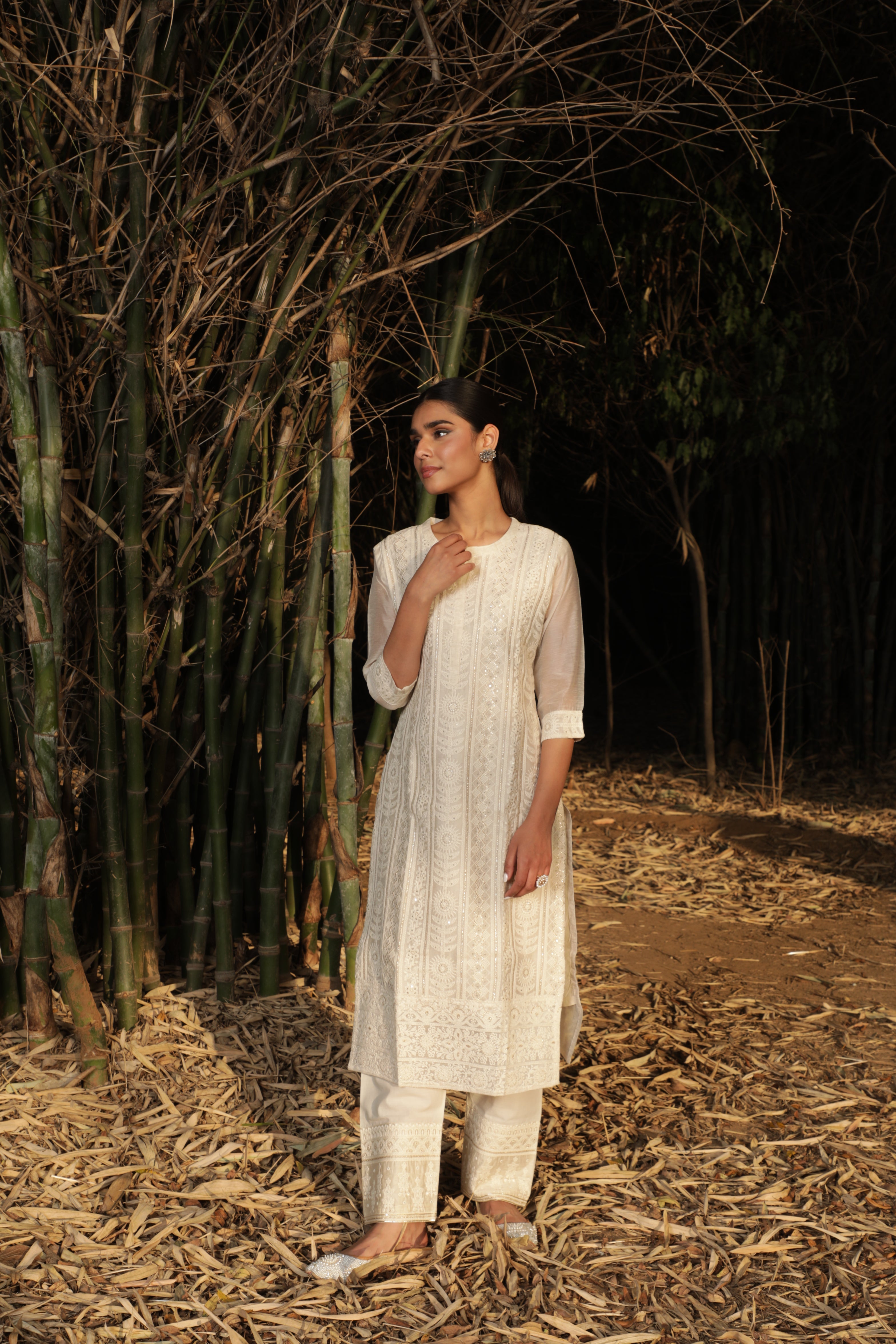 Chikankari Chanderi Kurta/Co-ord Set | HER-122