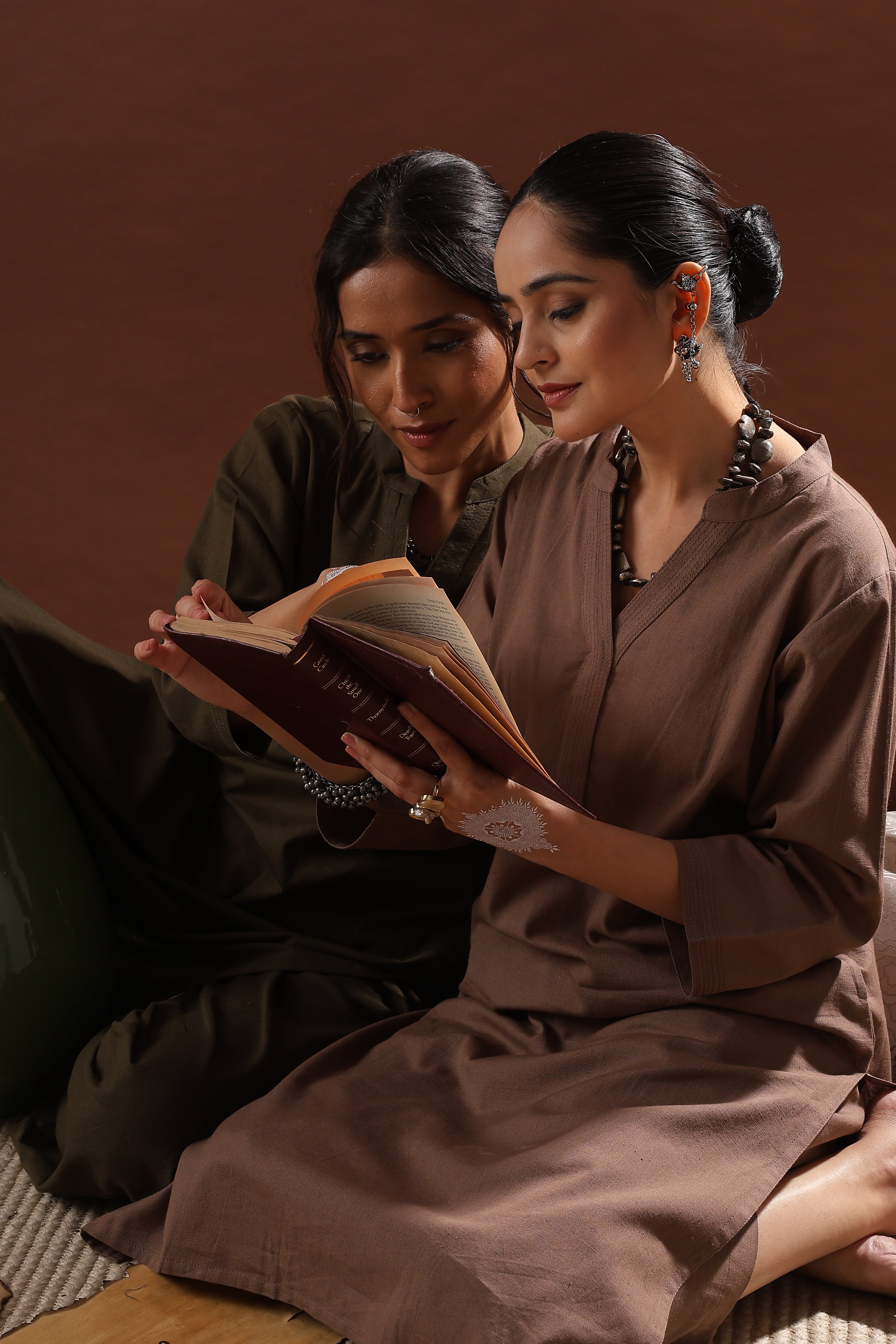 Mocha Brown Minimal Kurta/Co-ord Set | HER-527