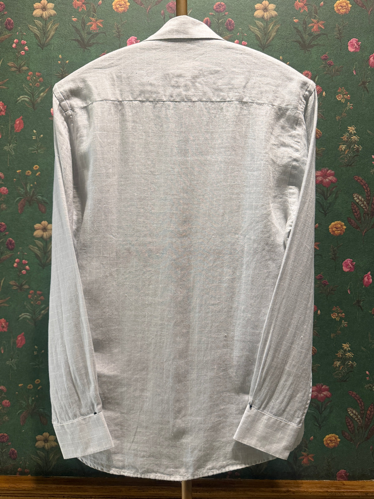 Men’s Off-White Striped Pure Linen Full Sleeves Shirt
