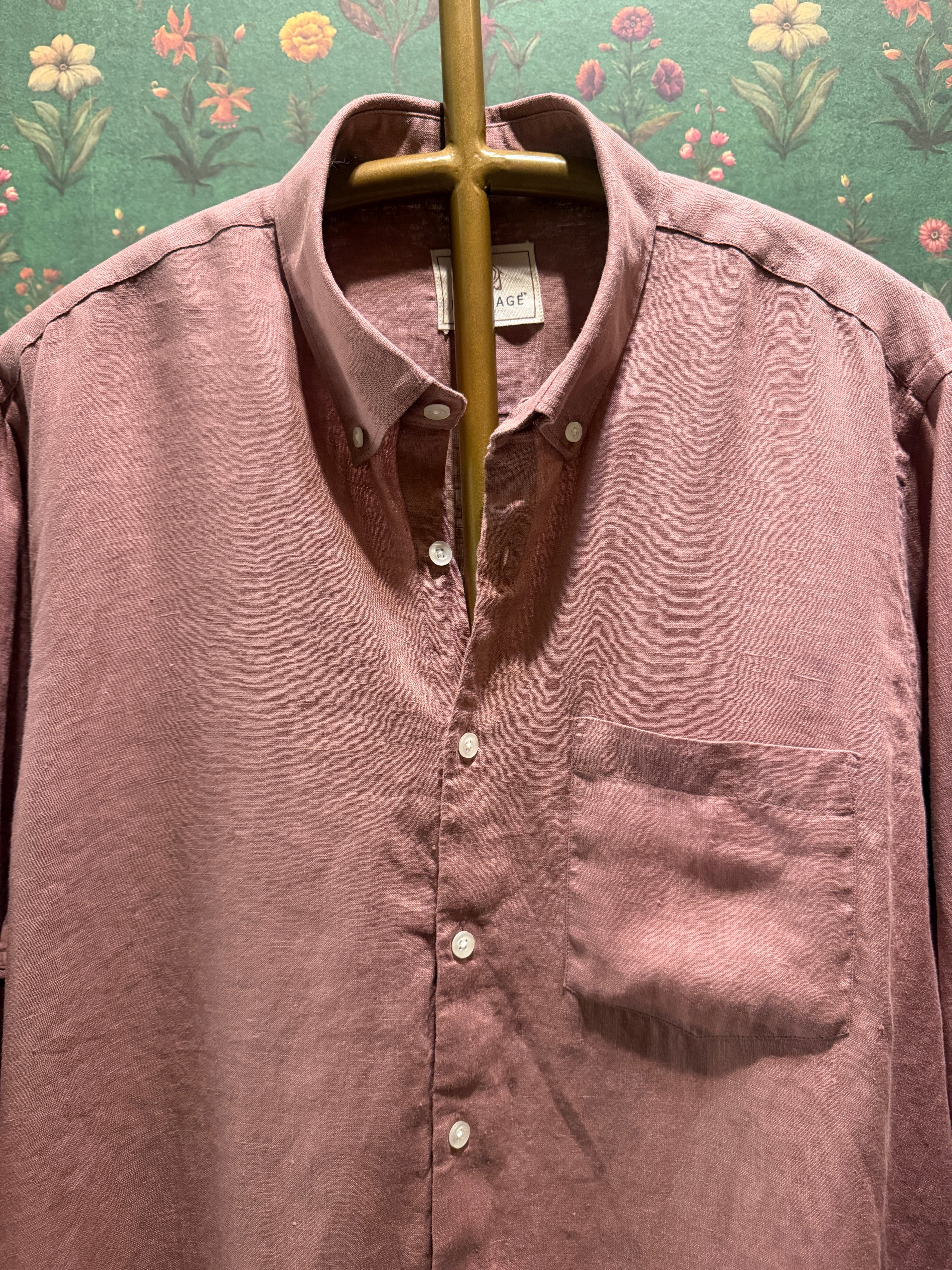 Dusty Rose Pink Men’s Pure Linen Full Sleeves Shirt