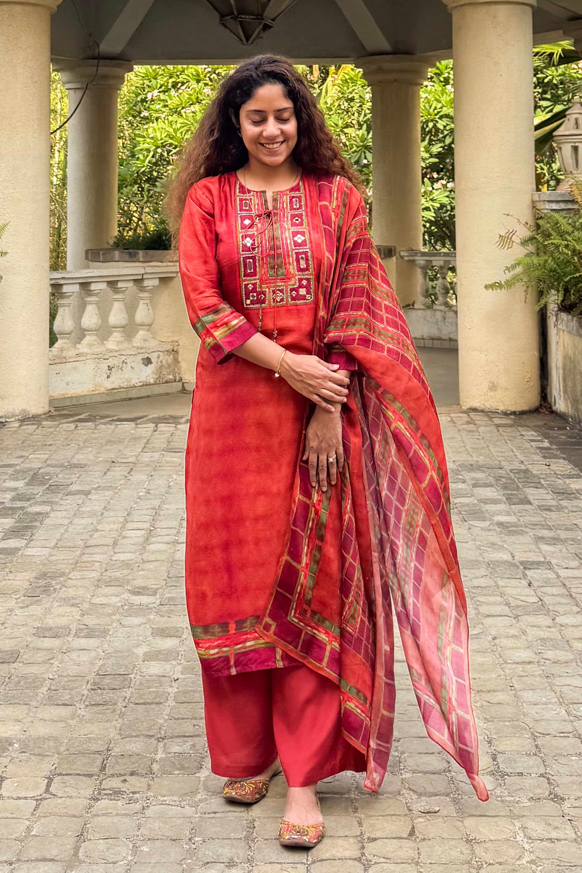 Amber Raw Silk Suit Set | HER-632