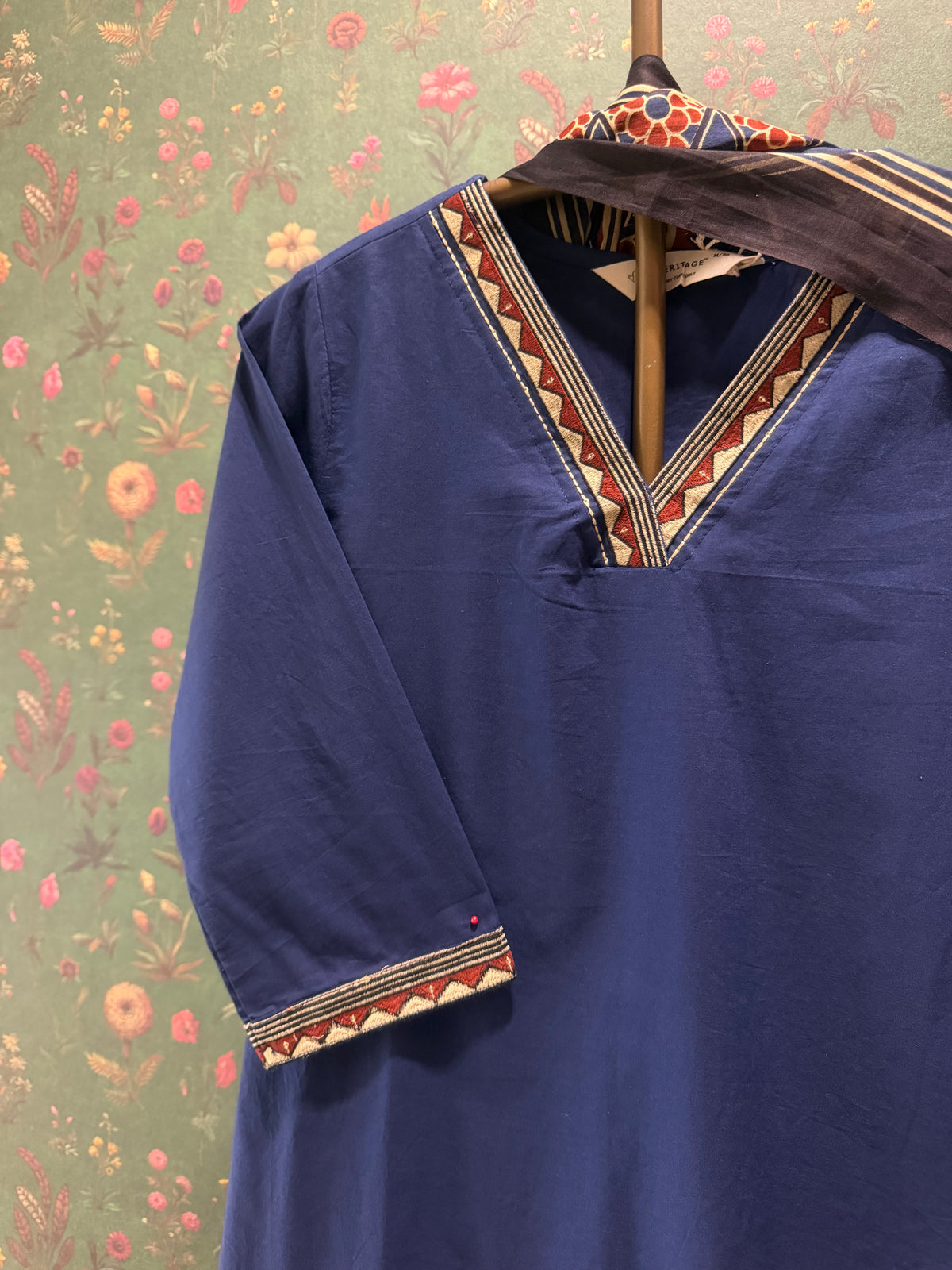 Indigo Blue Classic Cotton Suit Set | HER-682
