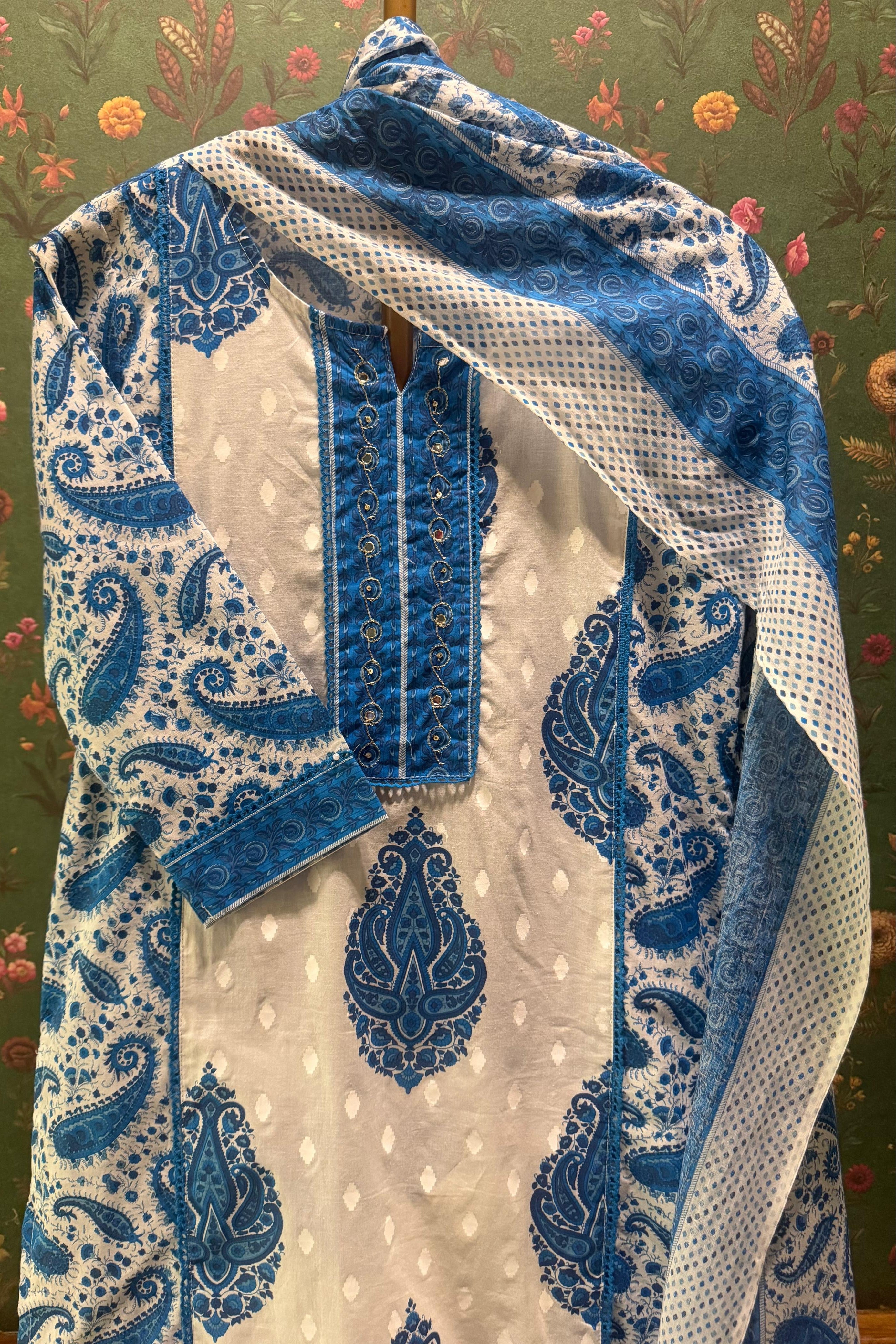 Zarifa Blue Cotton Suit Set | HER-717