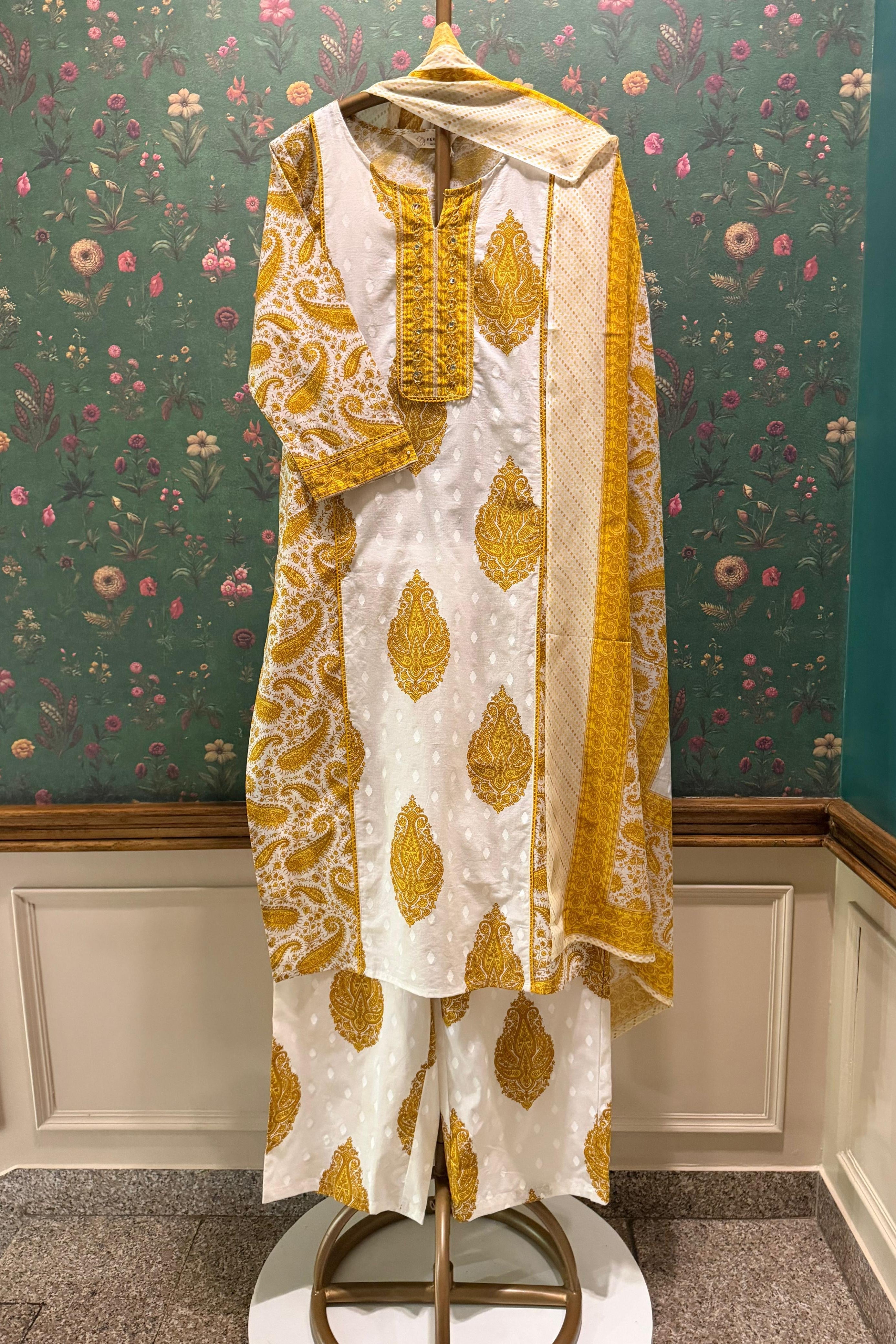 Zarifa Mustard Cotton Suit Set | HER-717