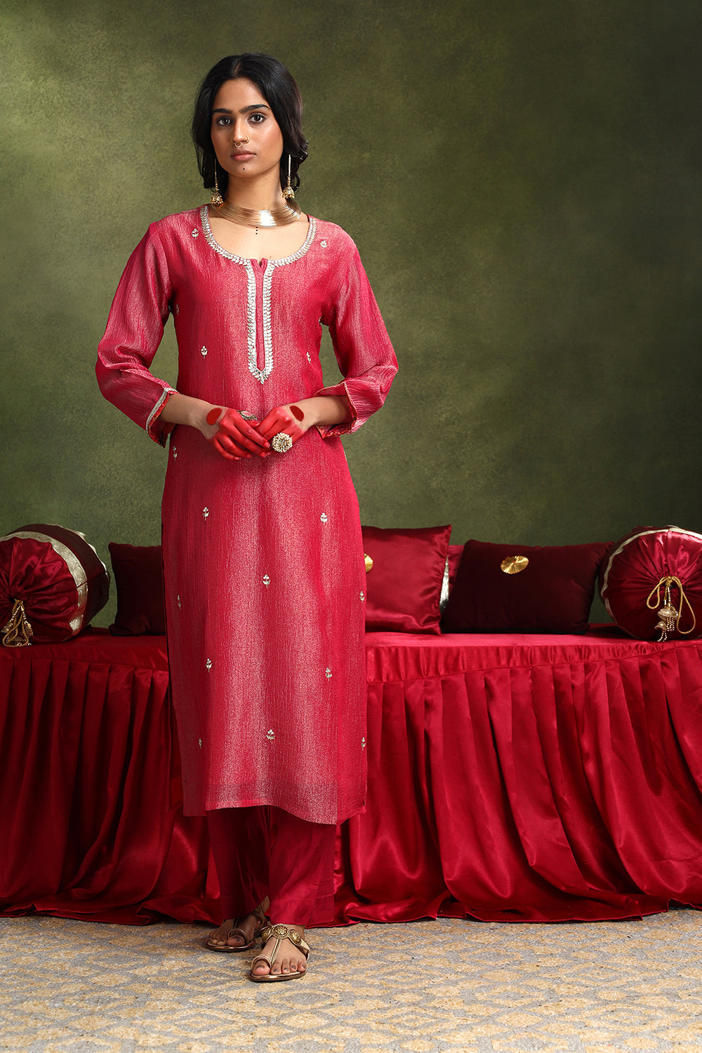 Blush Pink Pure Crushed Tissue Suit Set