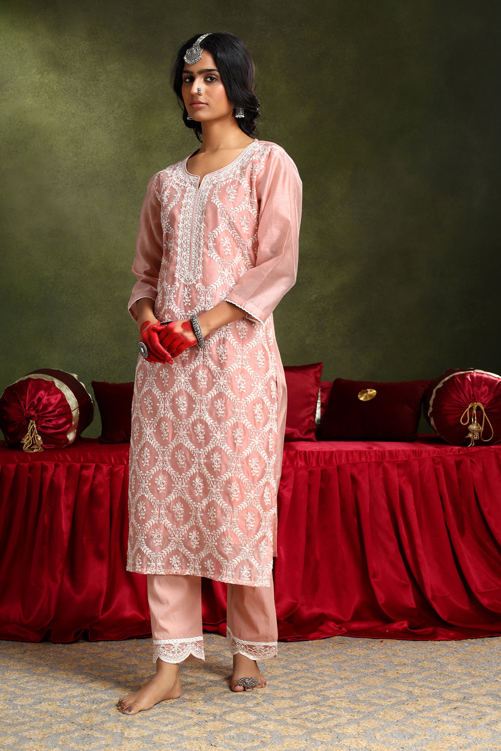 Ziya Pink Chanderi Suit Set | HER-418