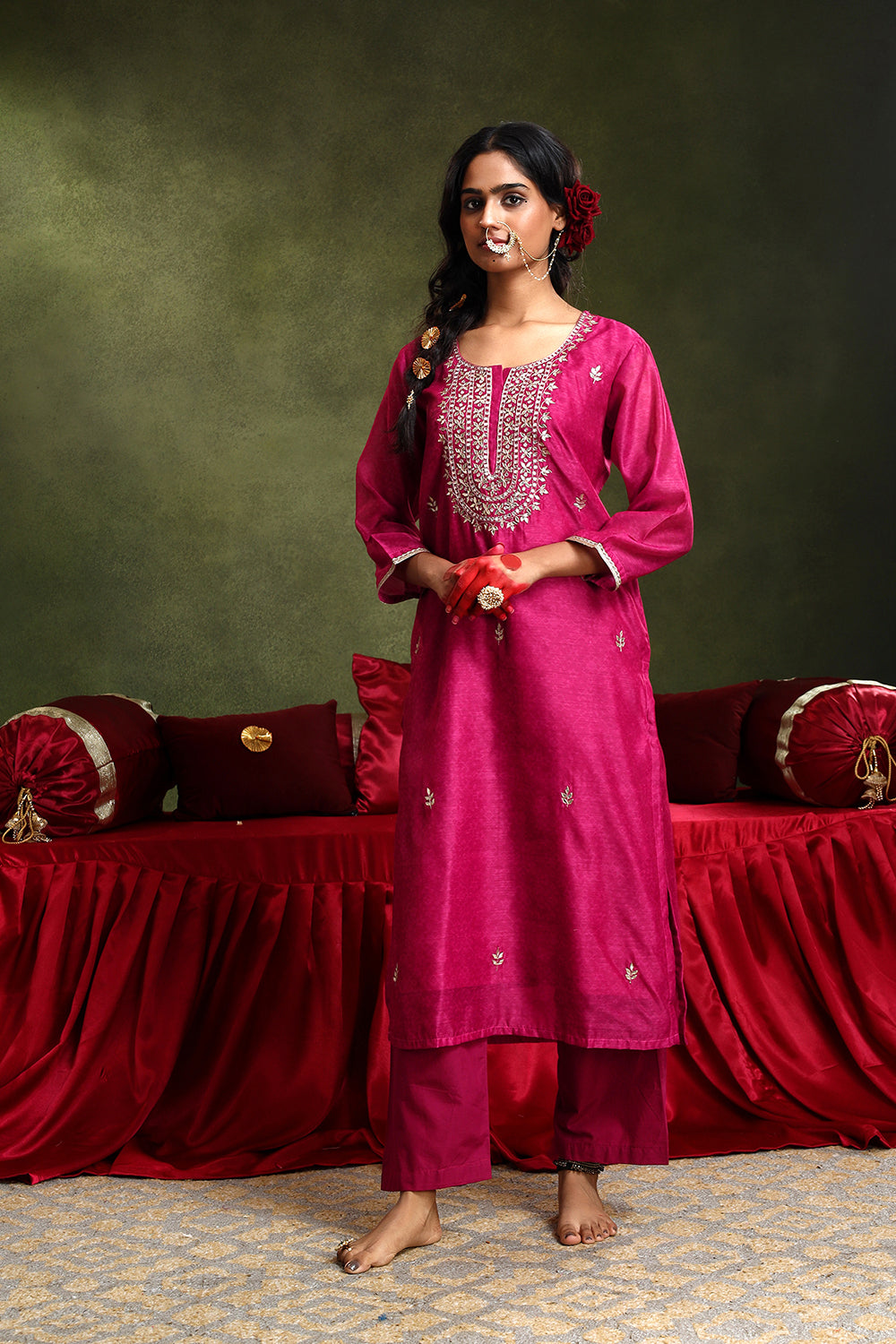 Falak Pink Chanderi Suit Set | HER-413