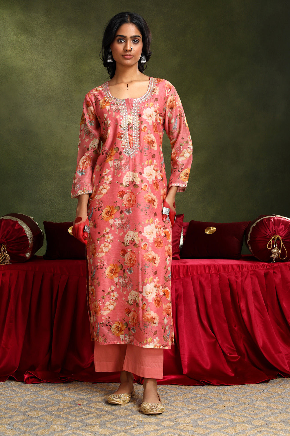 Pastel Pink Chanderi Suit Set | HER-407