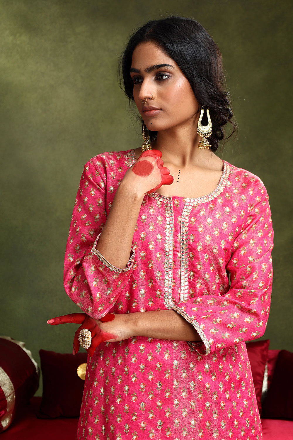 Gulnaar – Rose Garden Tissue Suit Set