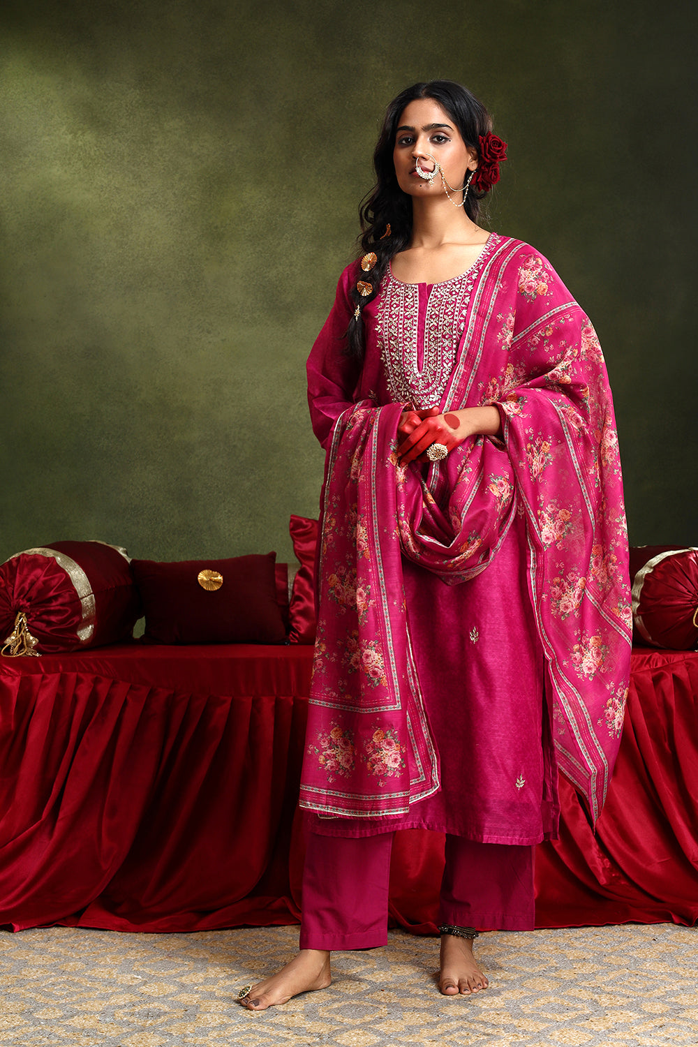 Falak Pink Chanderi Suit Set | HER-413