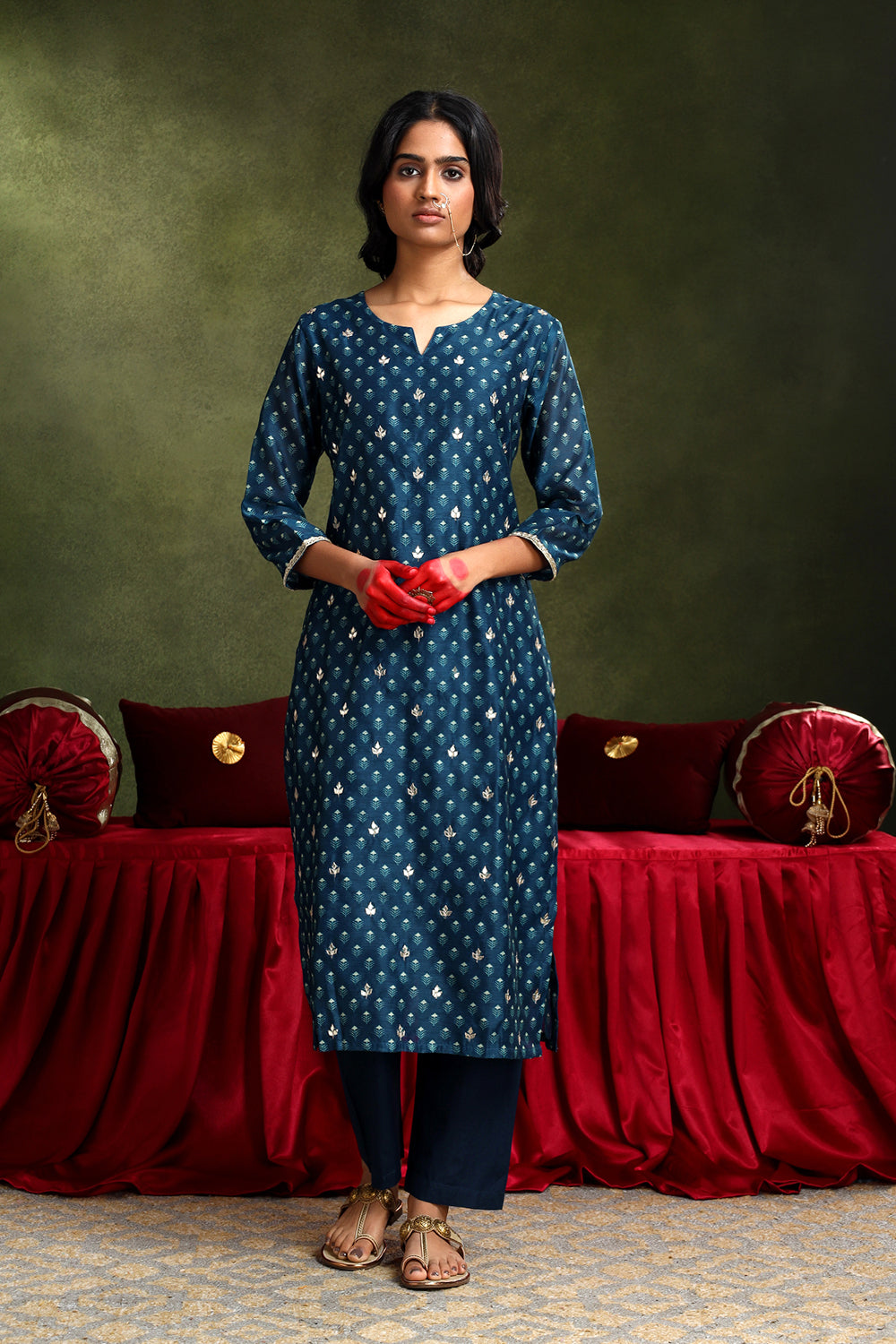Blue Chanderi Suit Set | HER-405
