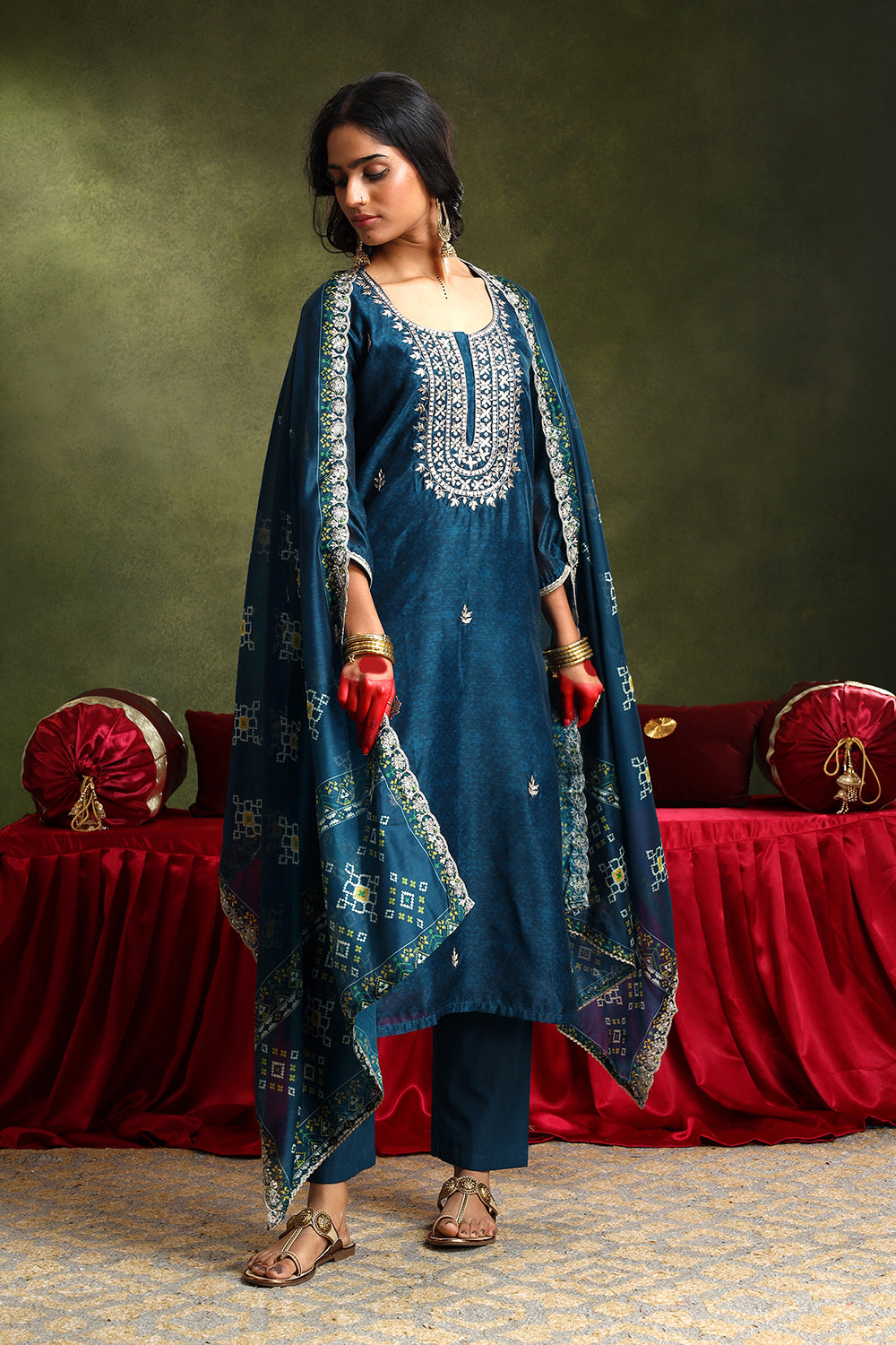 Falak Blue Chanderi Suit Set | HER-413