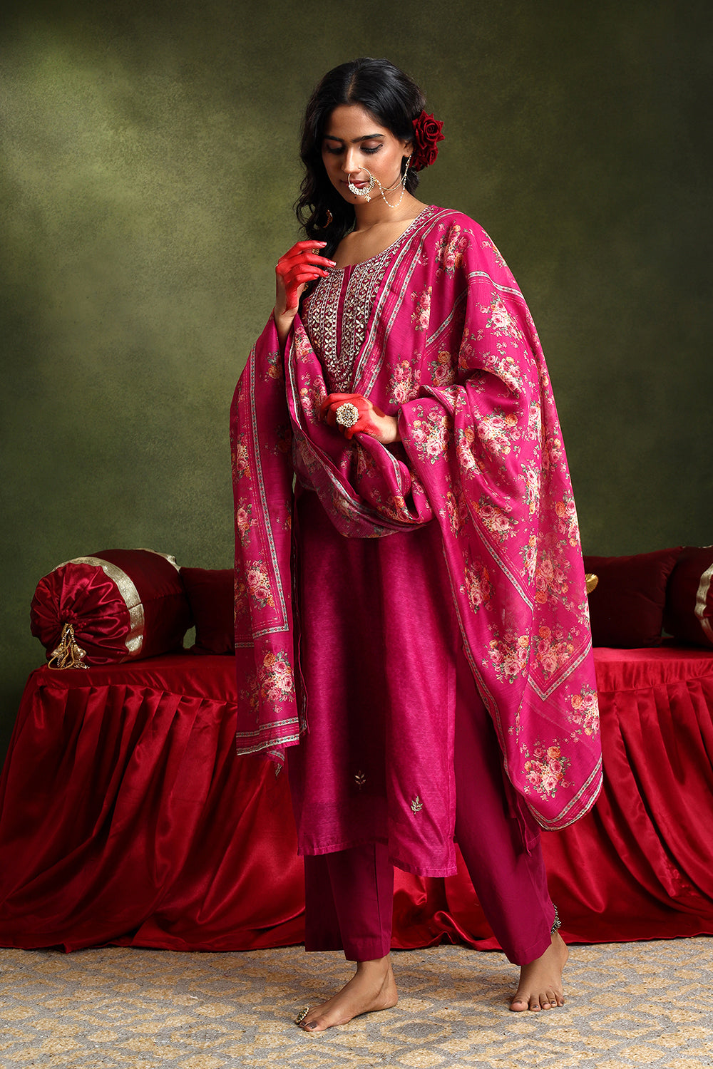 Falak Pink Chanderi Suit Set | HER-413