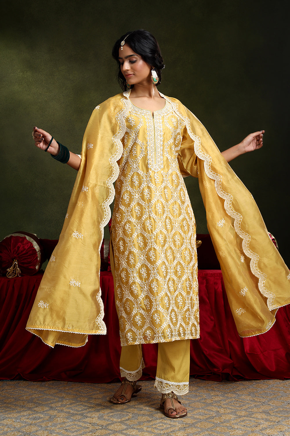 Ziya Yellow Chanderi Suit Set | HER-418