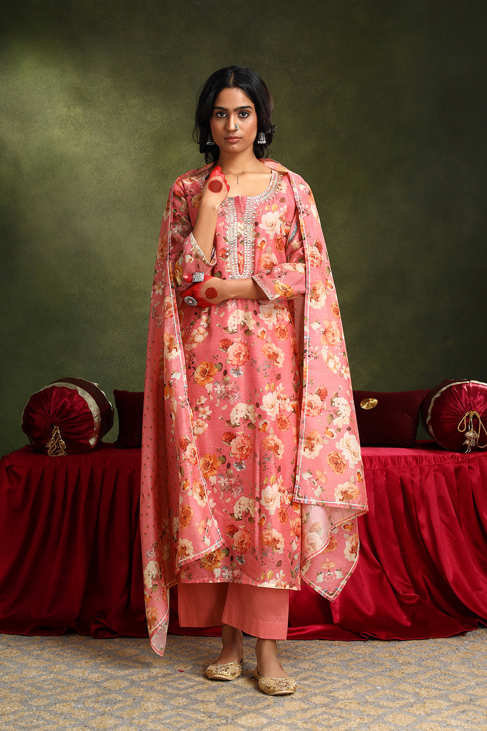 Pastel Pink Chanderi Suit Set | HER-407