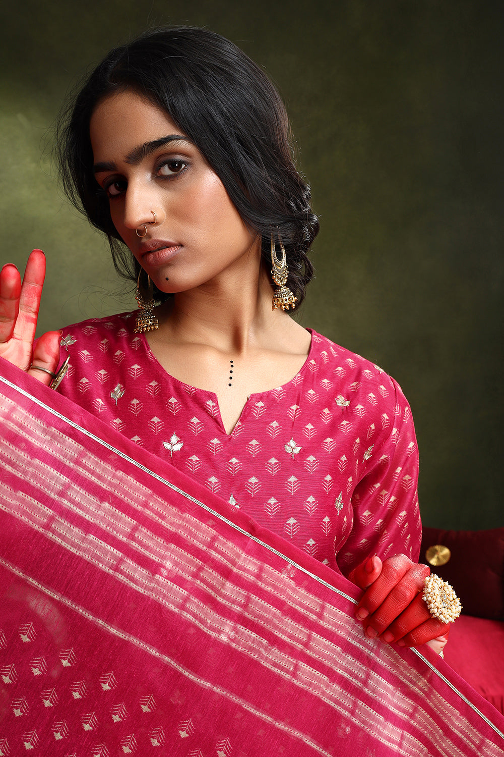 Pink Chanderi Suit Set | HER-405