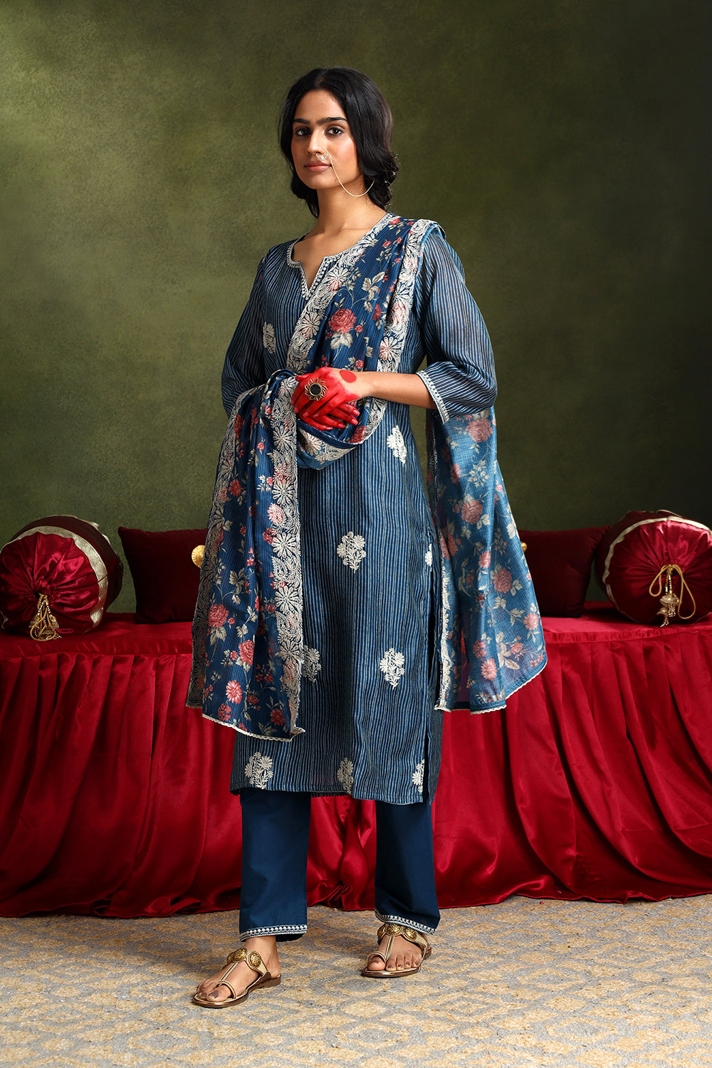 Midnight Blue Chanderi Suit Set
