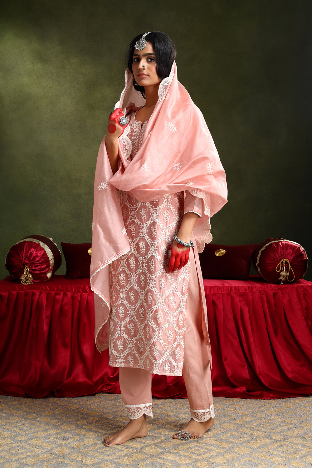 Ziya Pink Chanderi Suit Set | HER-418
