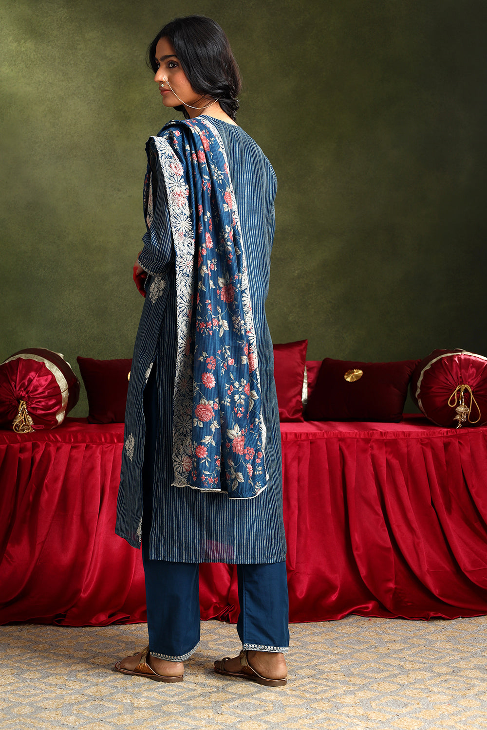 Midnight Blue Chanderi Suit Set