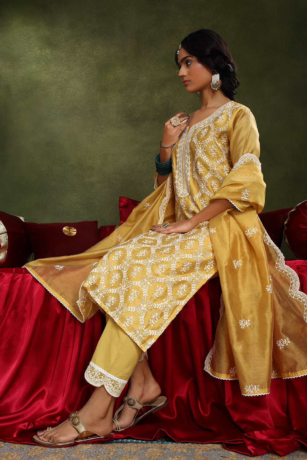 Ziya Yellow Chanderi Suit Set | HER-418
