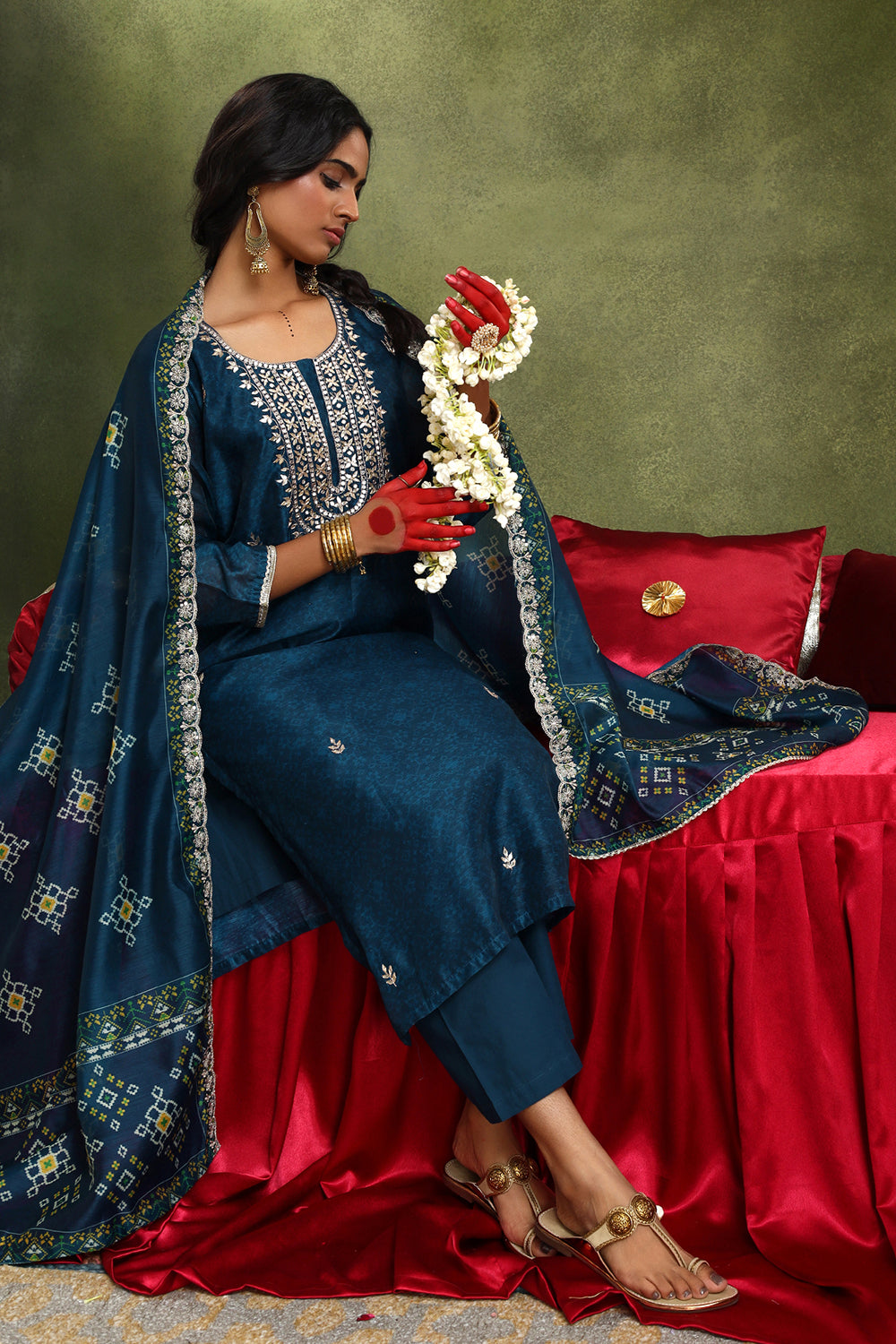 Falak Blue Chanderi Suit Set | HER-413