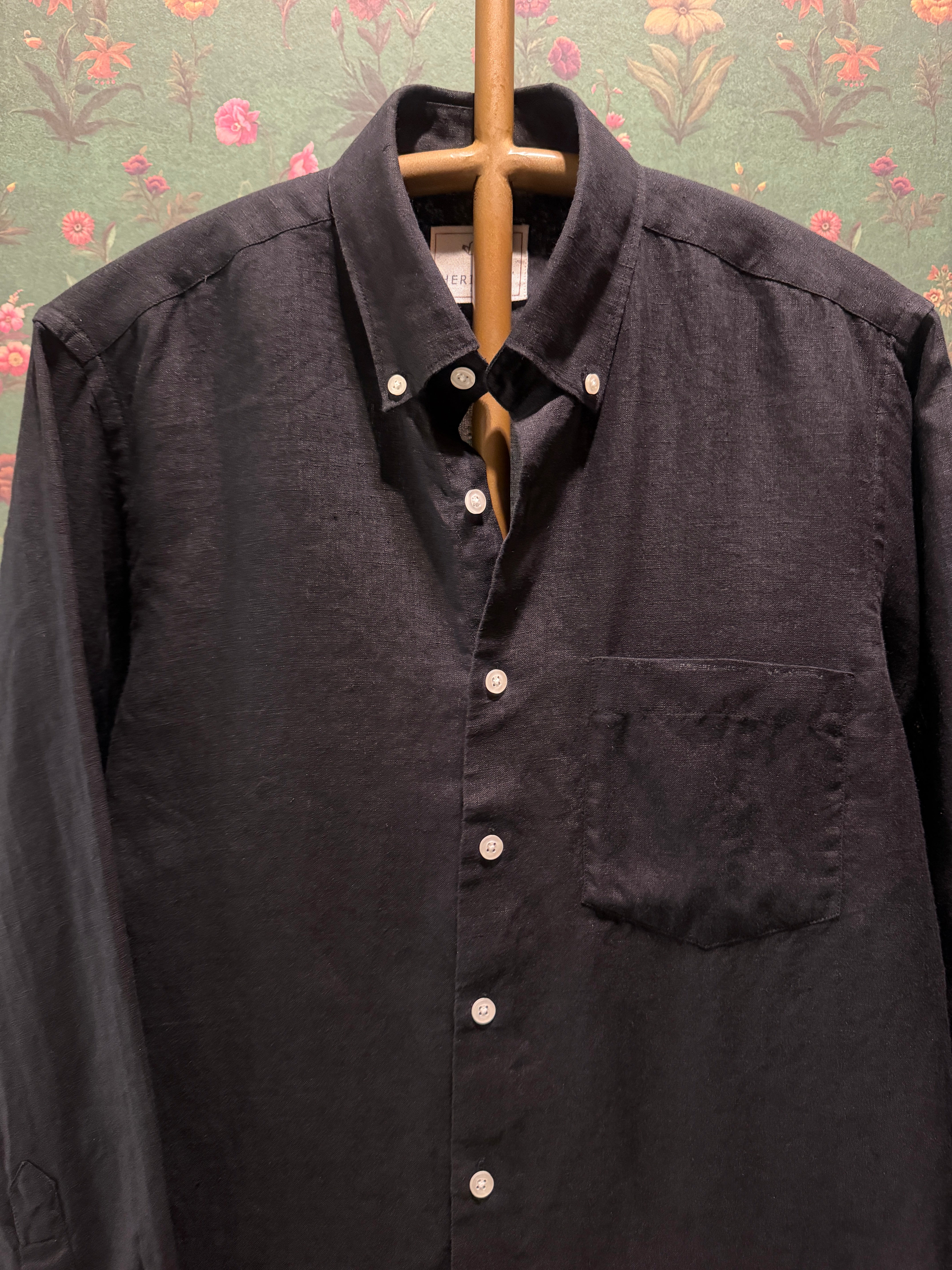Black Men’s Pure Linen Full Sleeves Shirt