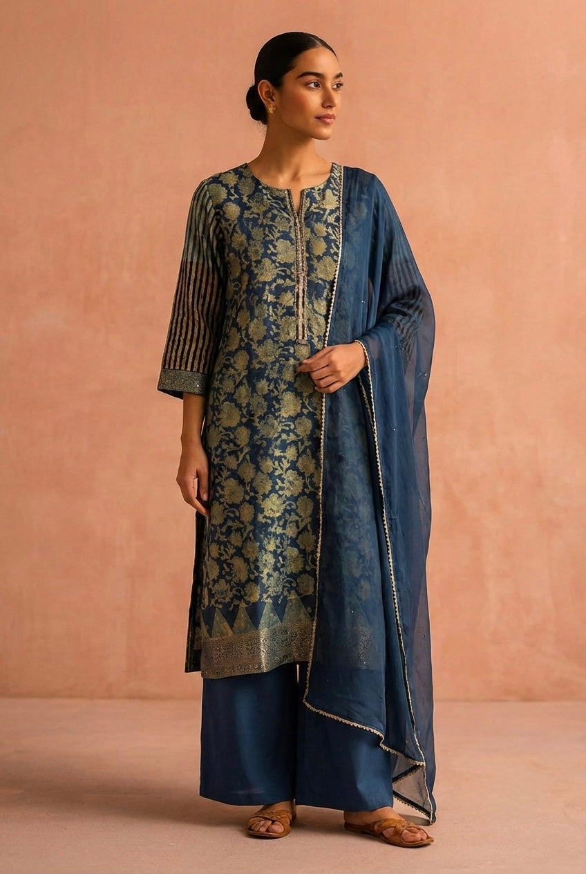 Neelvarna Zari Suit Set | HER-639