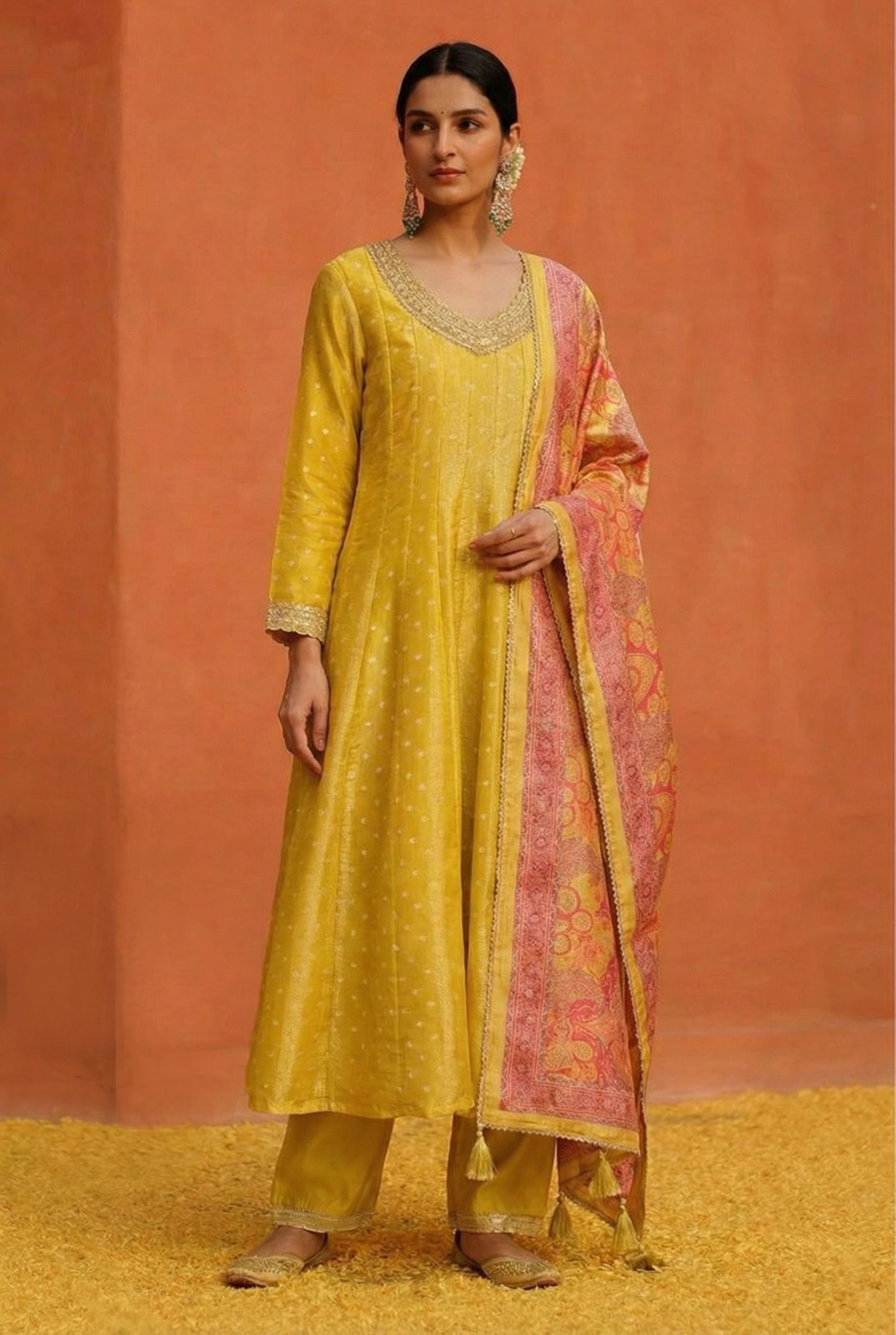 Yellow Kashish Chanderi Silk Suit Set | HER-561