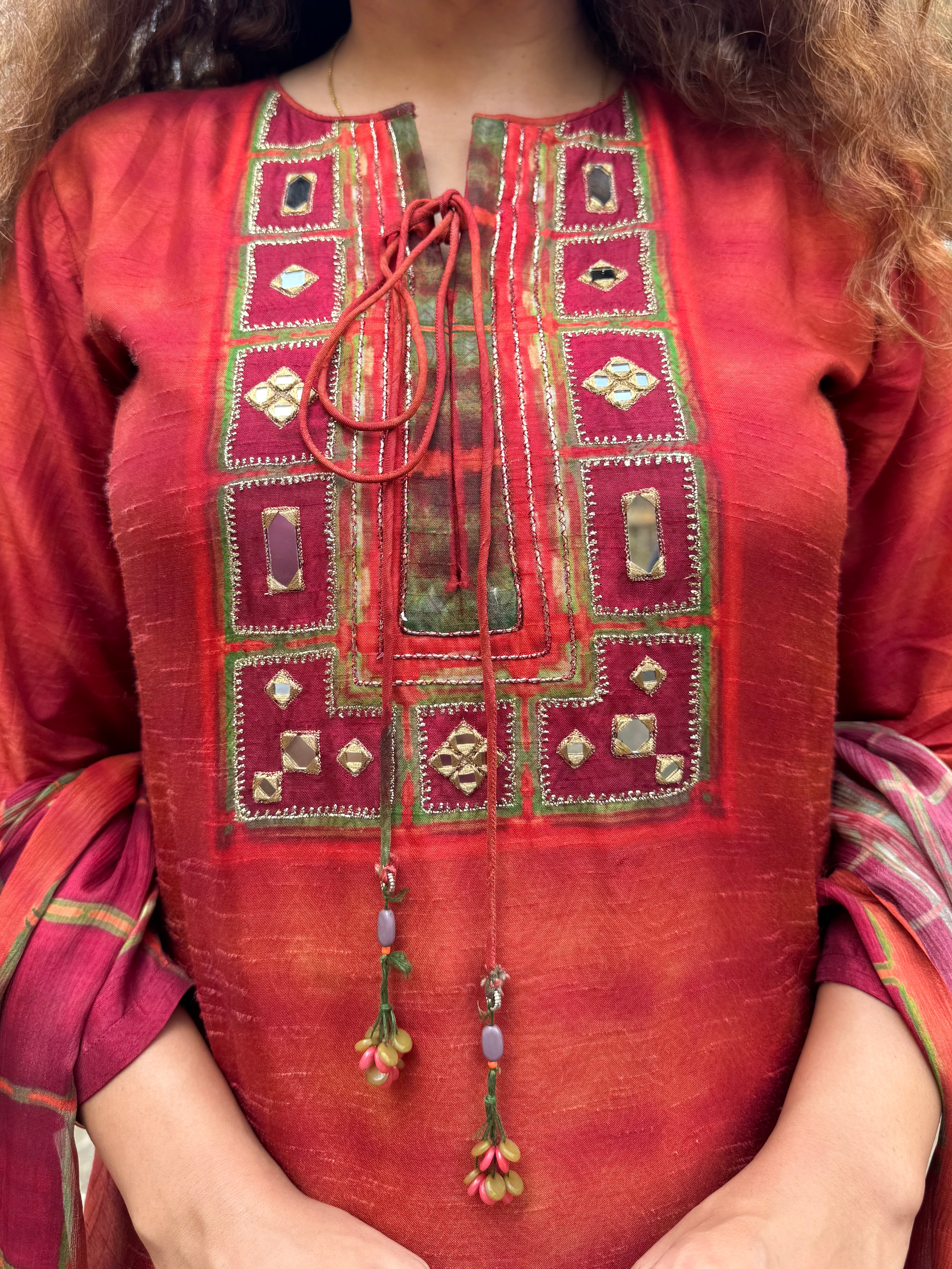 Amber Raw Silk Suit Set | HER-632