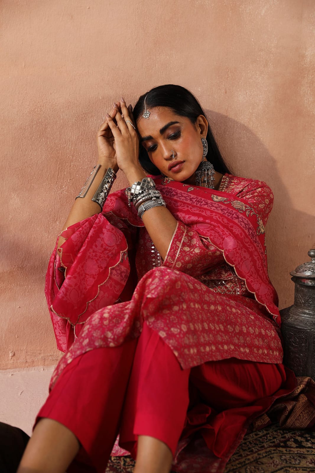 Dark Pink Chanderi Suit Set | HER-260