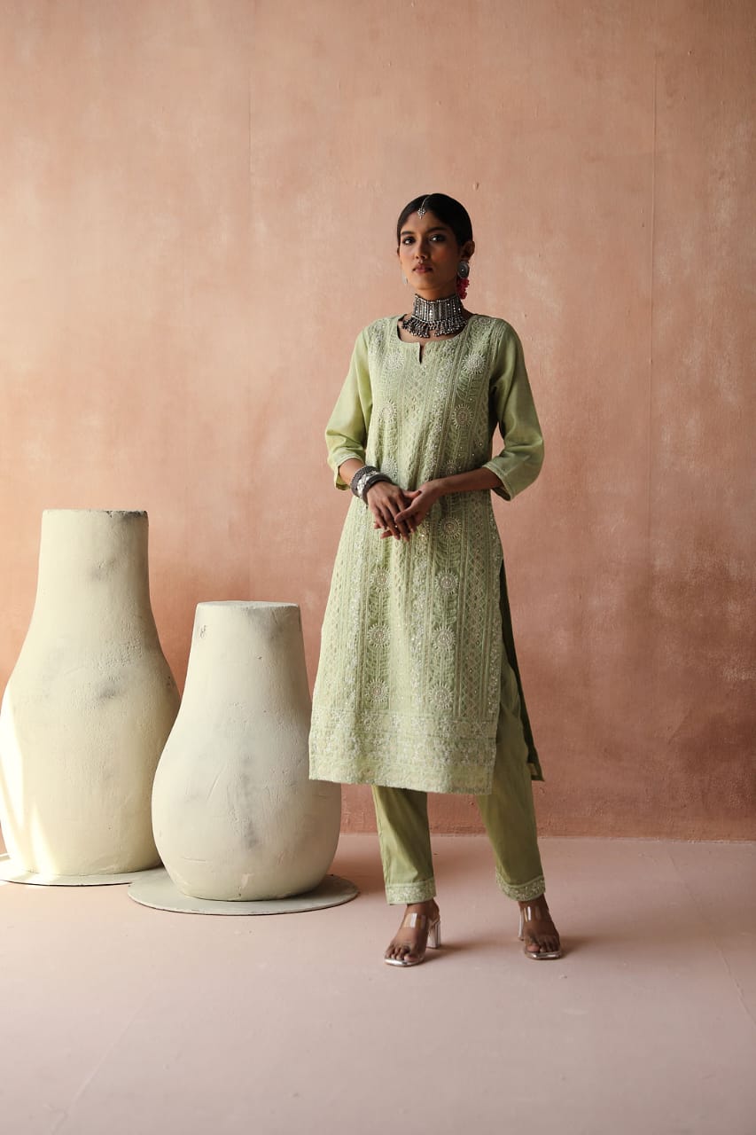Mint Green Chikankari Kurta Set | HER-258