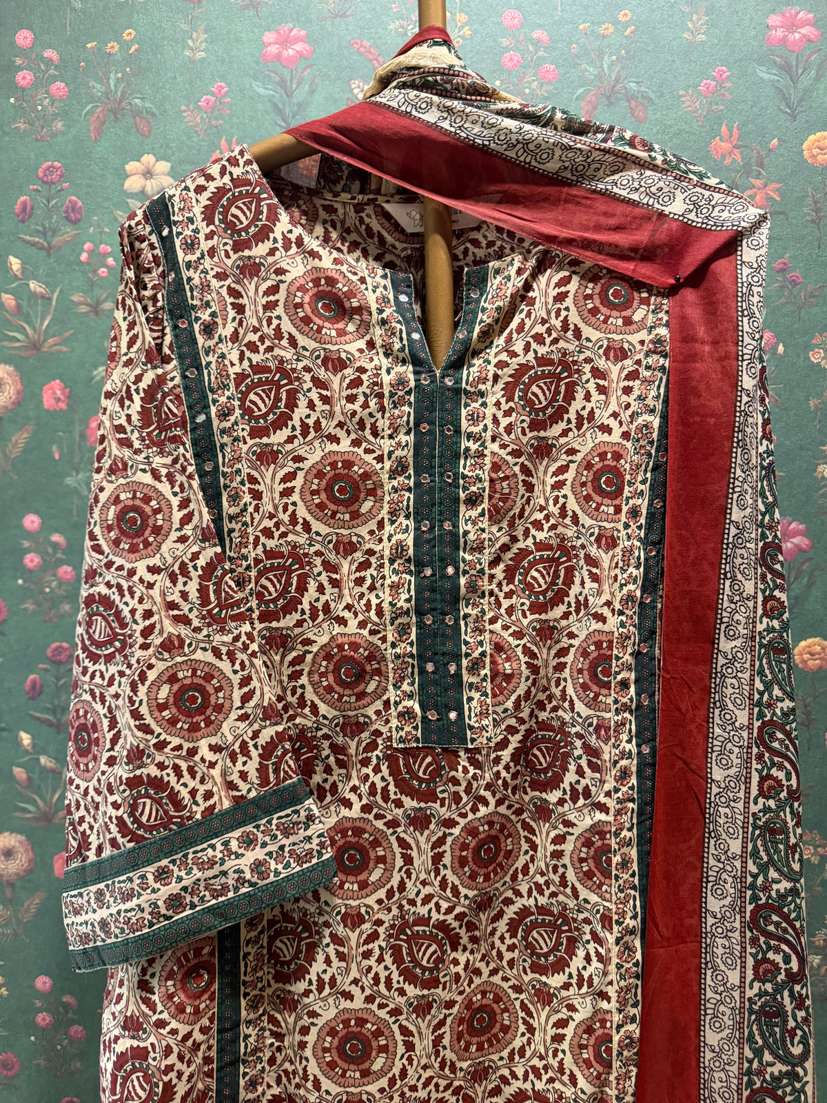 Maroon & Ivory Farshi Salwar Set