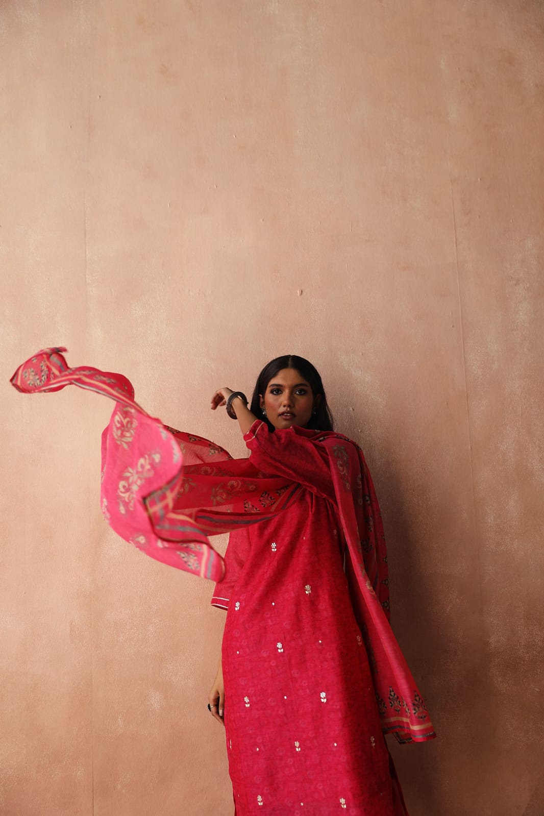 Pink Chanderi Suit Set