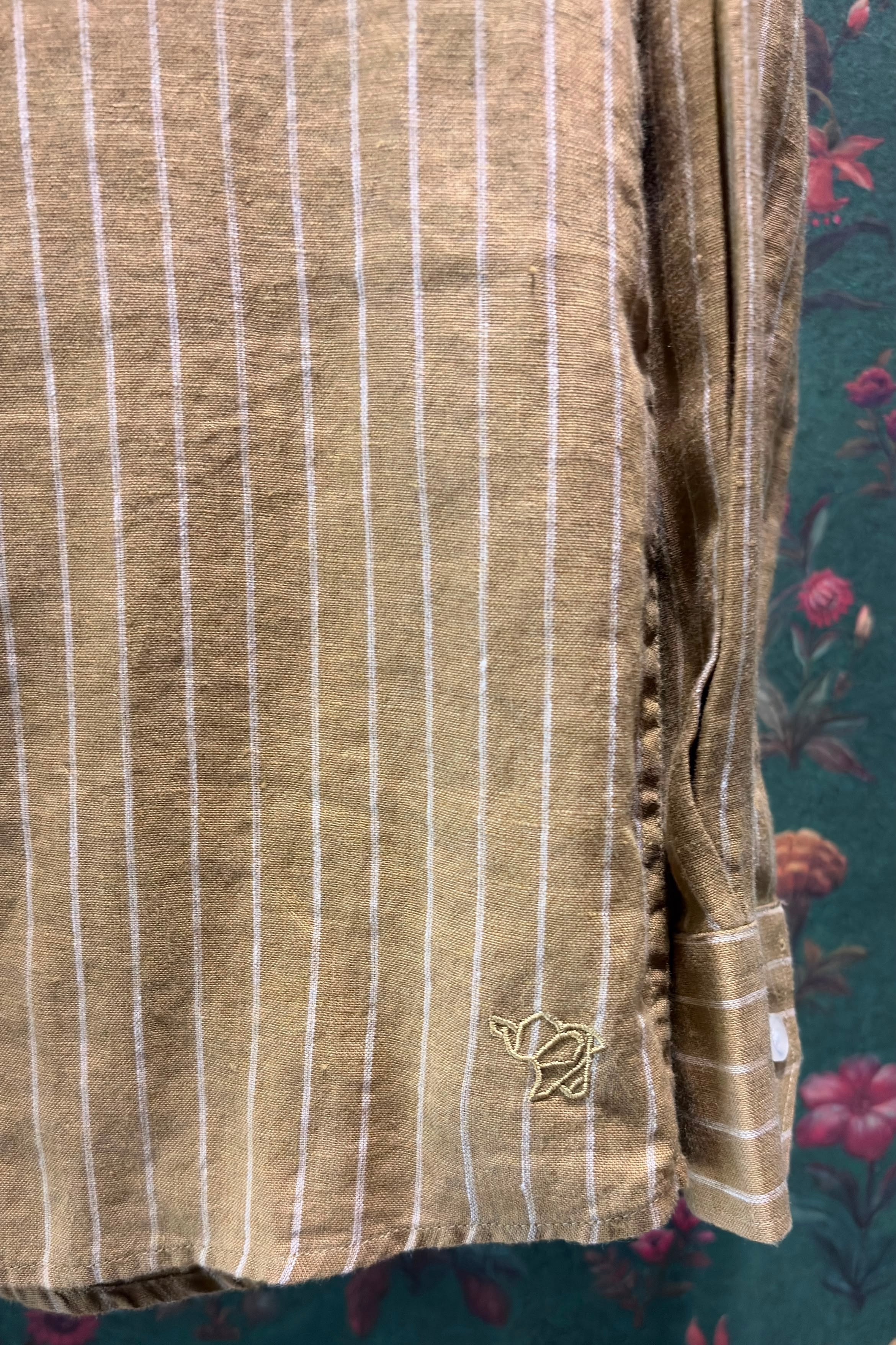Tan Stripe Men’s Pure Linen Full Sleeves Shirt