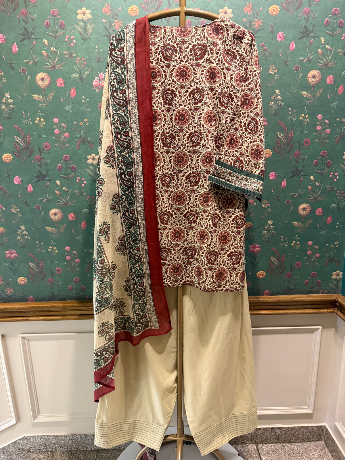 Maroon & Ivory Farshi Salwar Set