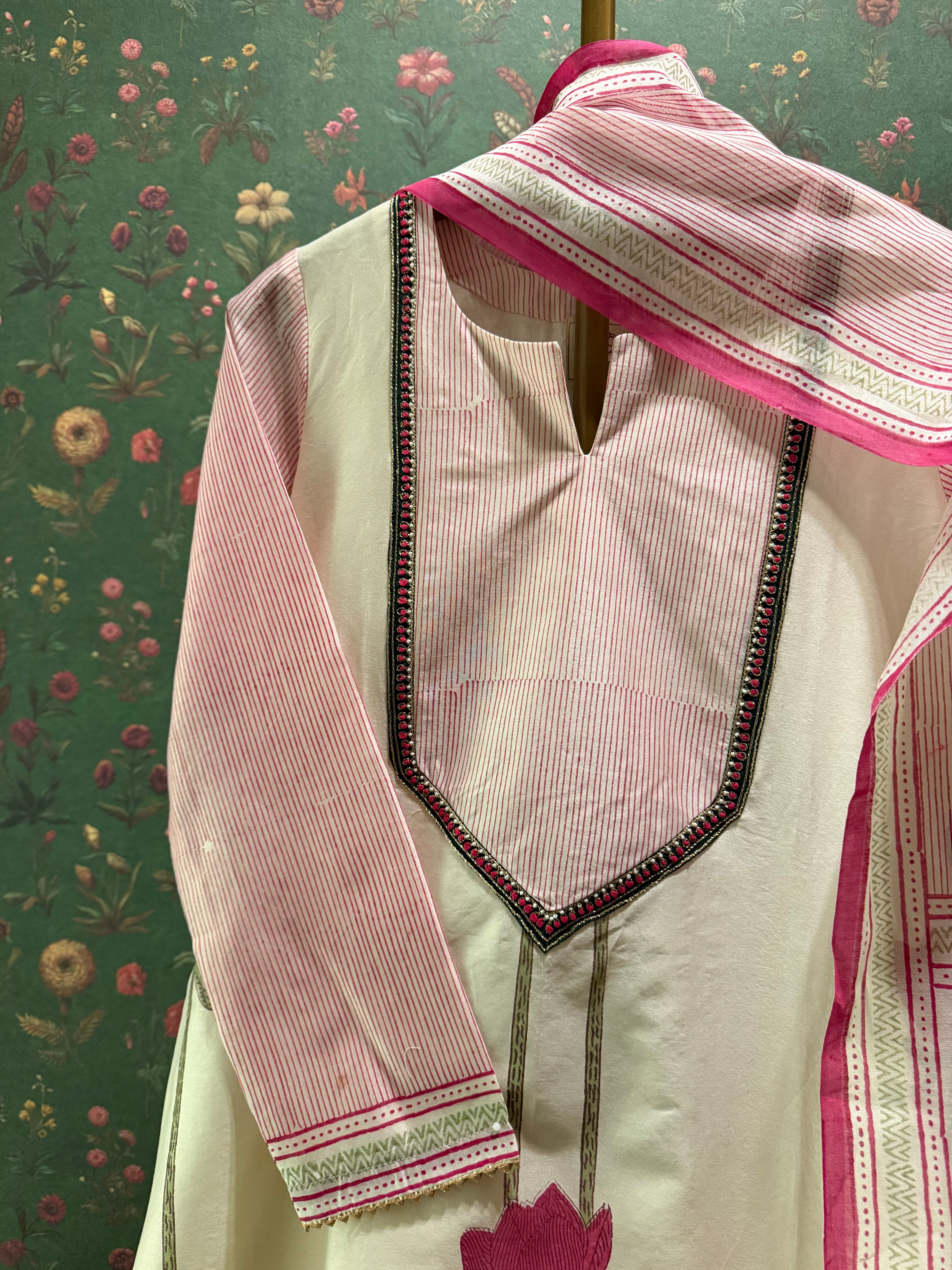 Ivory Lotus Pure Chanderi Suit Set