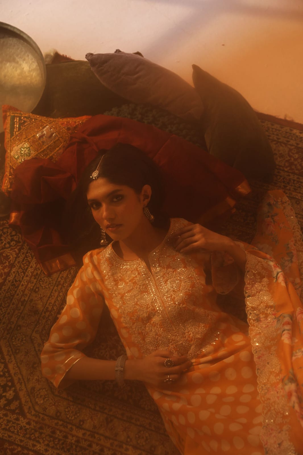 Yellow Polka Chanderi Suit Set | HER-253