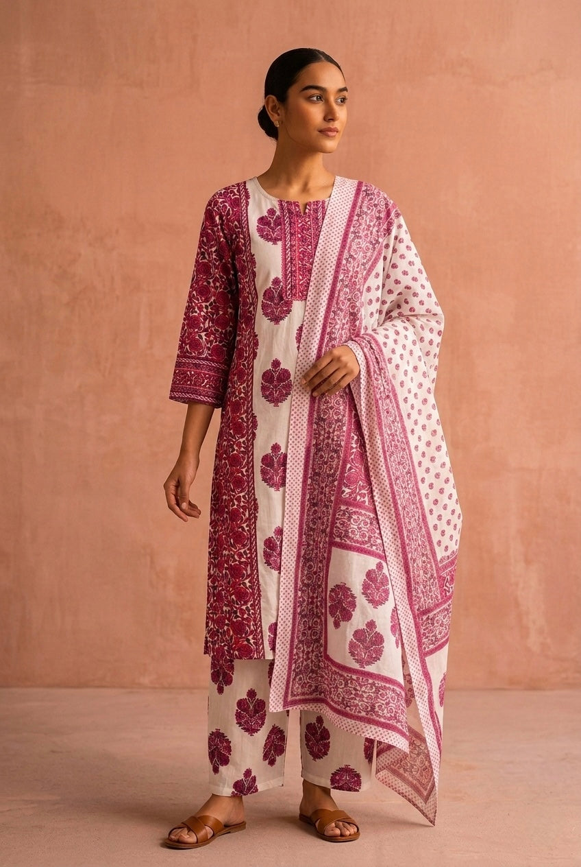 Gulnaar Gulbagh Cotton Suit Set | HER-712