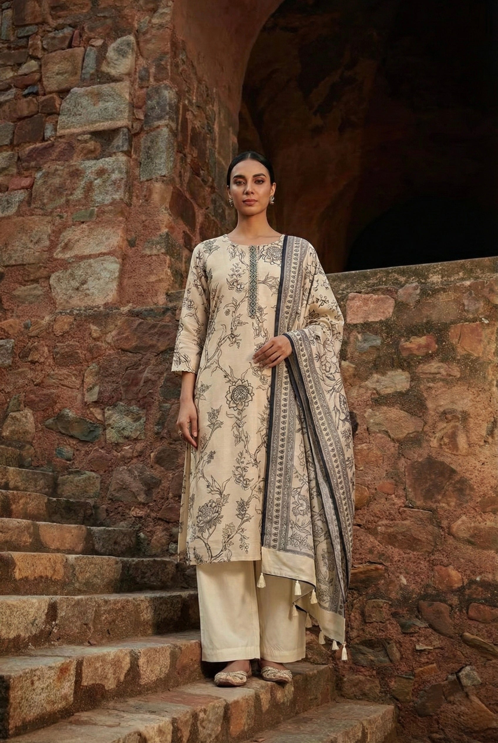 Neerja Botanical Cotton Linen Suit Set | HER-601