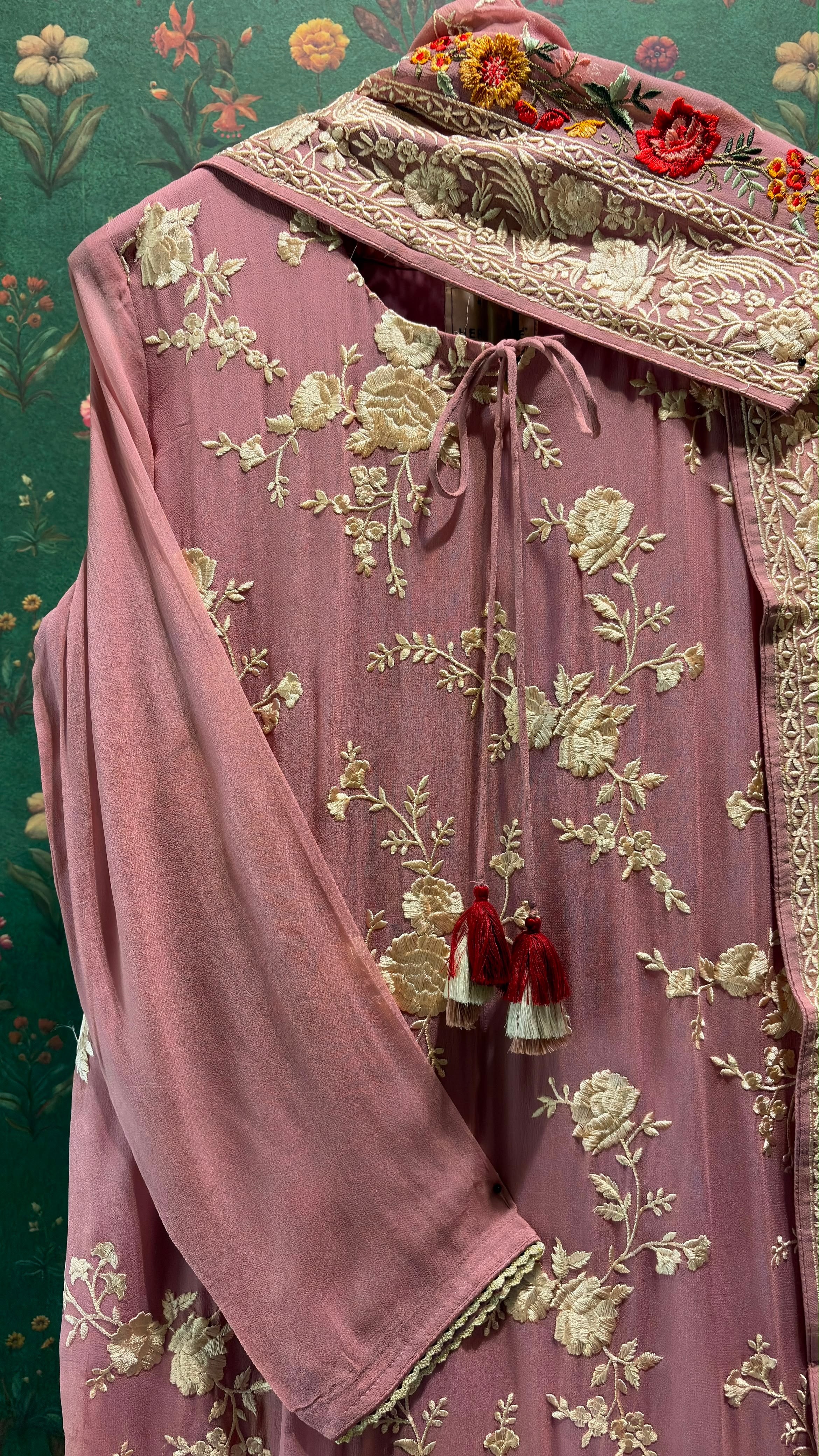 Dusty Rose Floral Embroidered Georgette Suit Set