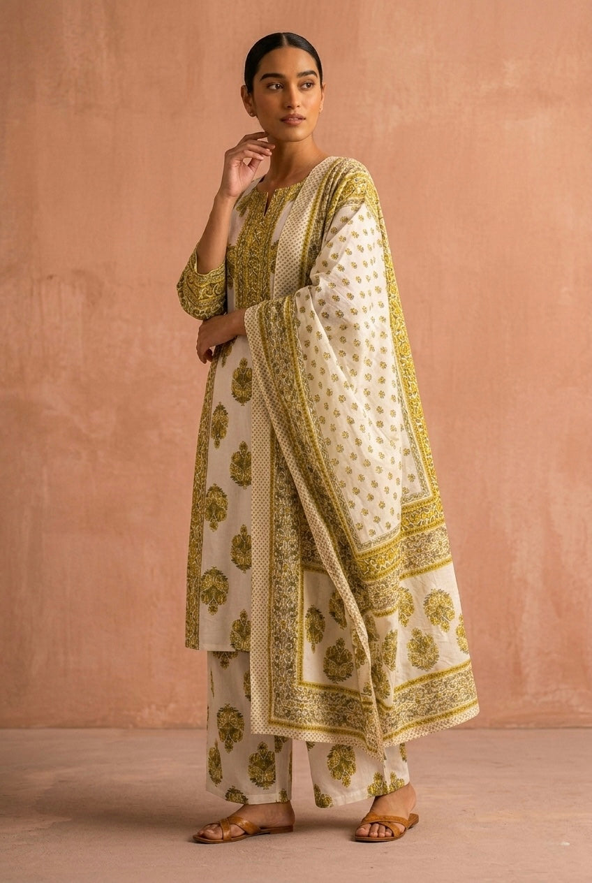 Sunehri Gulbagh Cotton Suit Set | HER-712